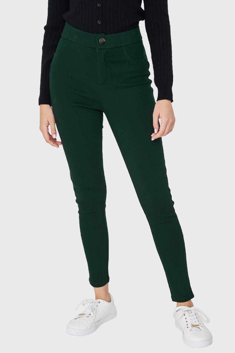 Calza Lisa Con Cierre Verde Oscuro Nicopoly-0