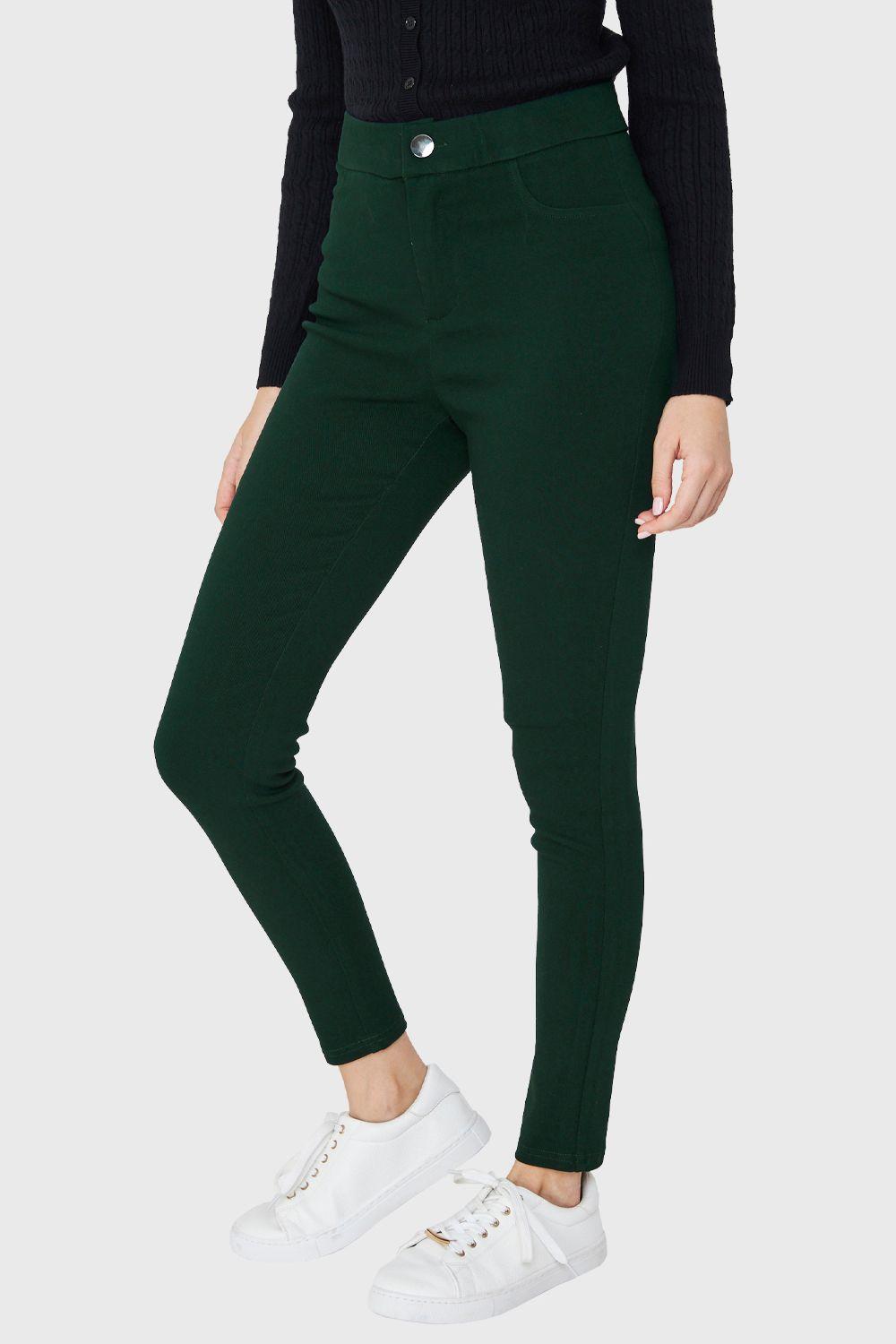 Calza Lisa Con Cierre Verde Oscuro Nicopoly-2