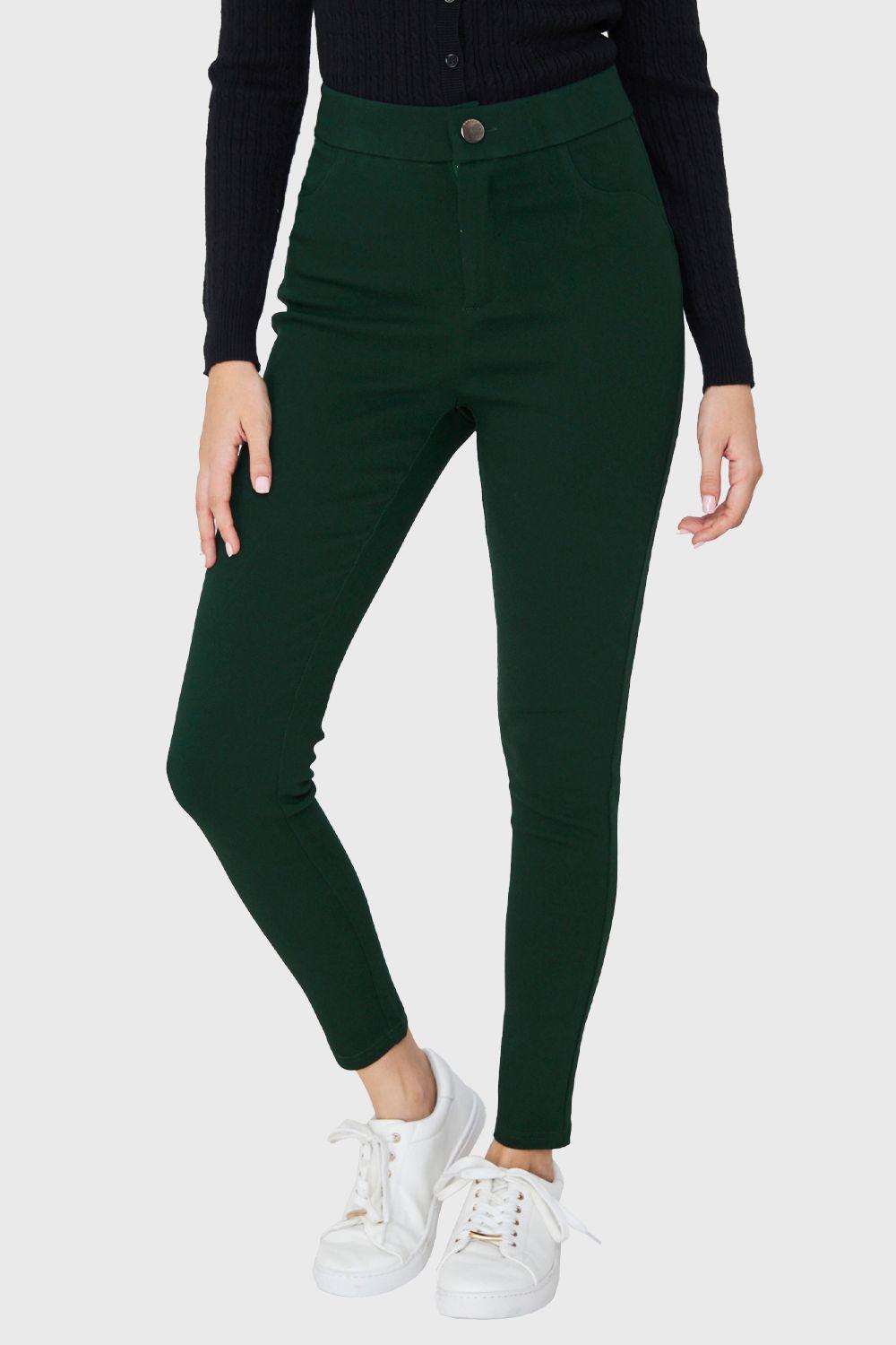 Calza Lisa Con Cierre Verde Oscuro Nicopoly-4