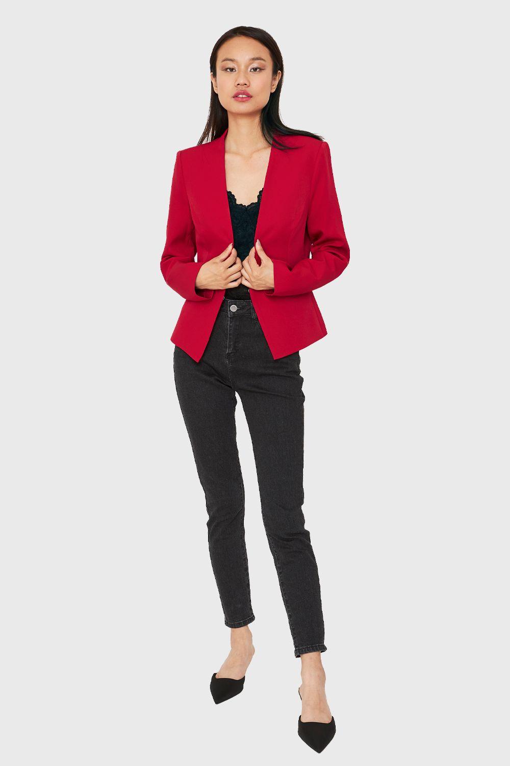 Blazer Entallado Clásico Rojo Nicopoly-1