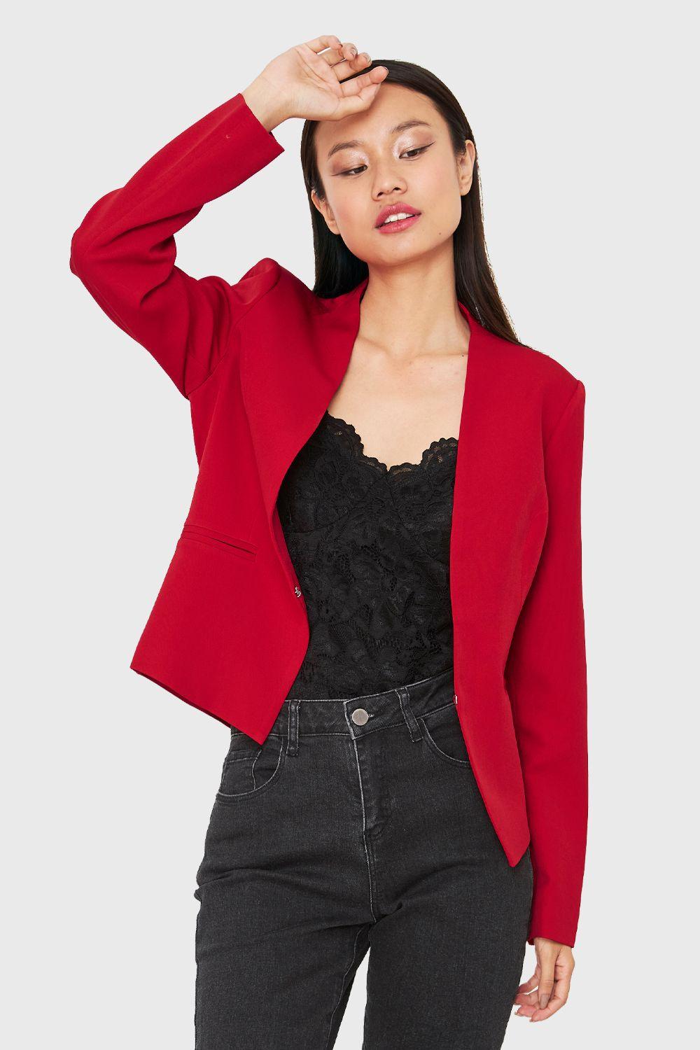 Blazer Entallado Clásico Rojo Nicopoly-4