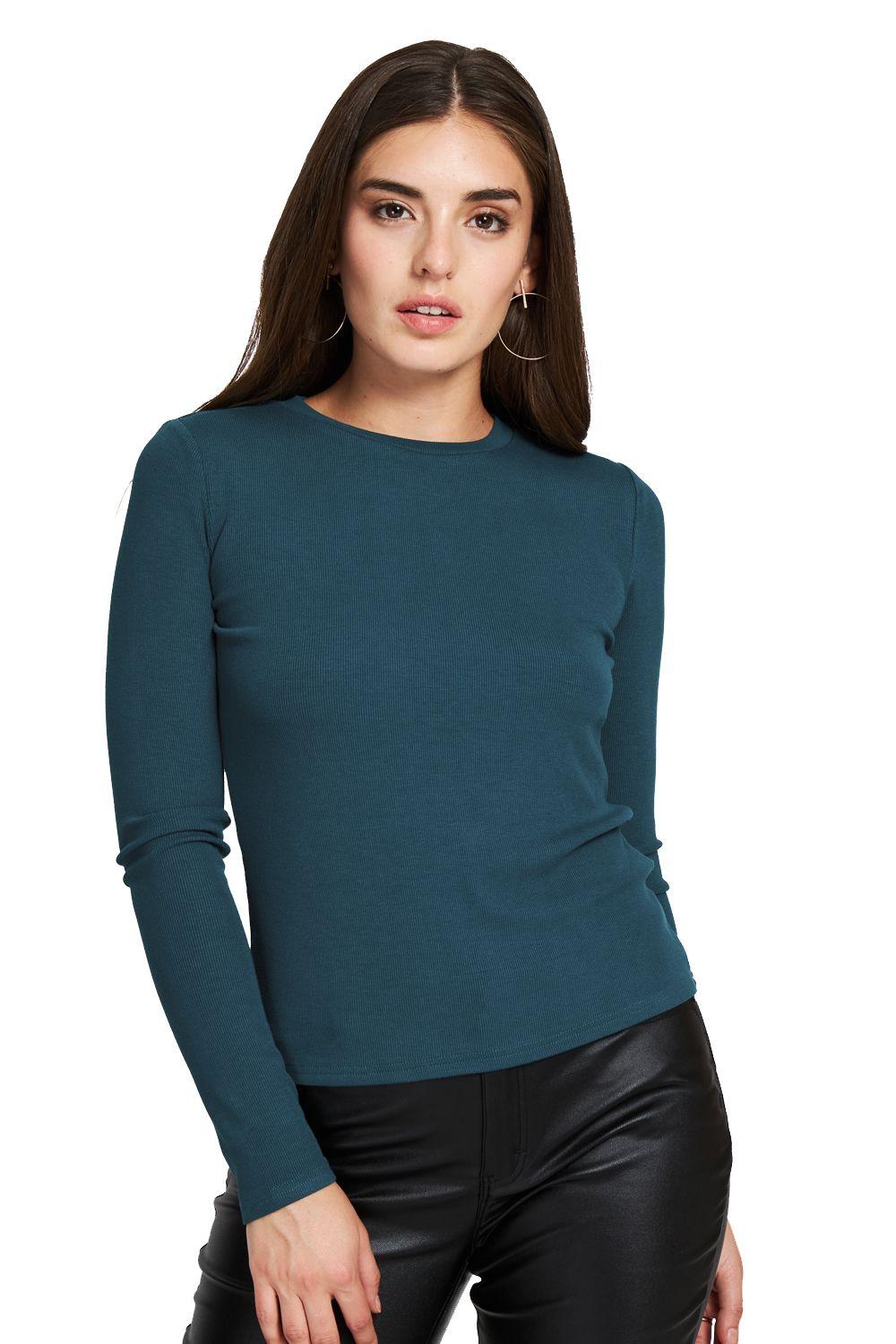 Polera Básica Acanalada Azul Nicopoly-0