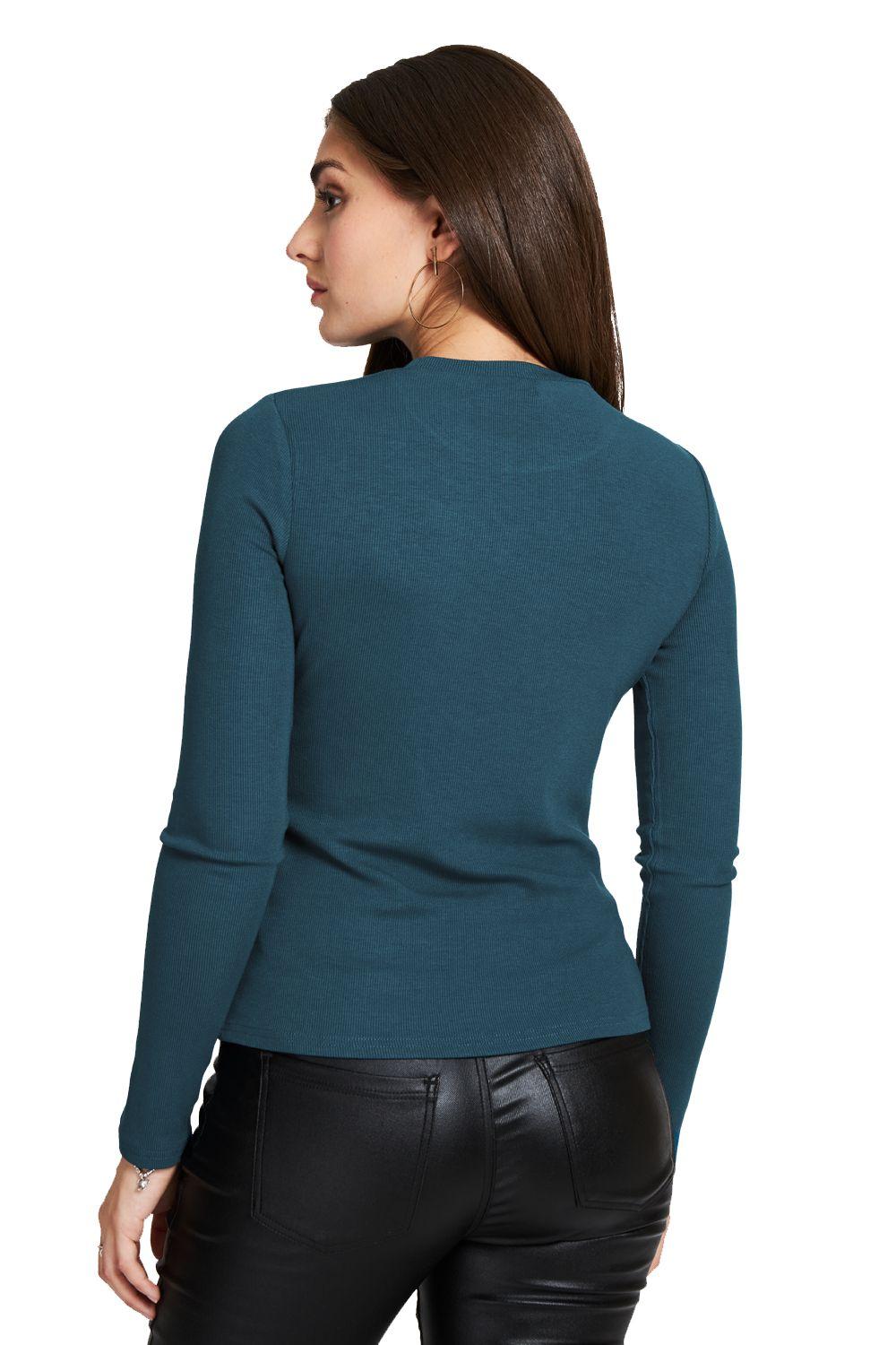 Polera Básica Acanalada Azul Nicopoly-3