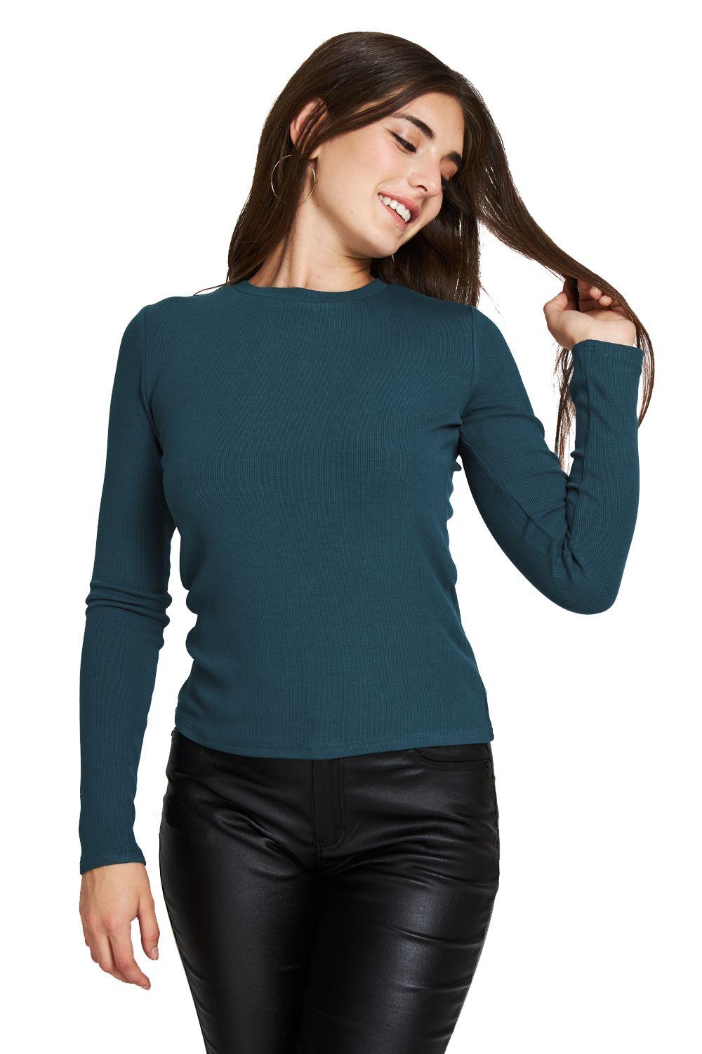 Polera Básica Acanalada Azul Nicopoly-2