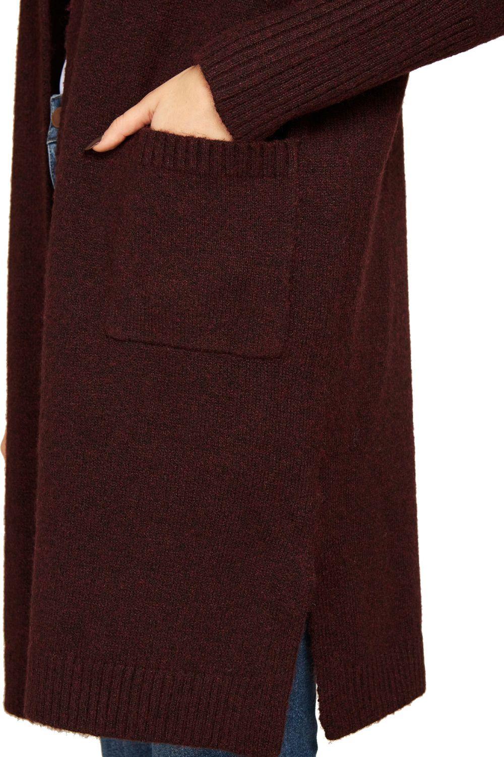 Cárdigan Bolsillos Soft Burdeos Nicopoly-4