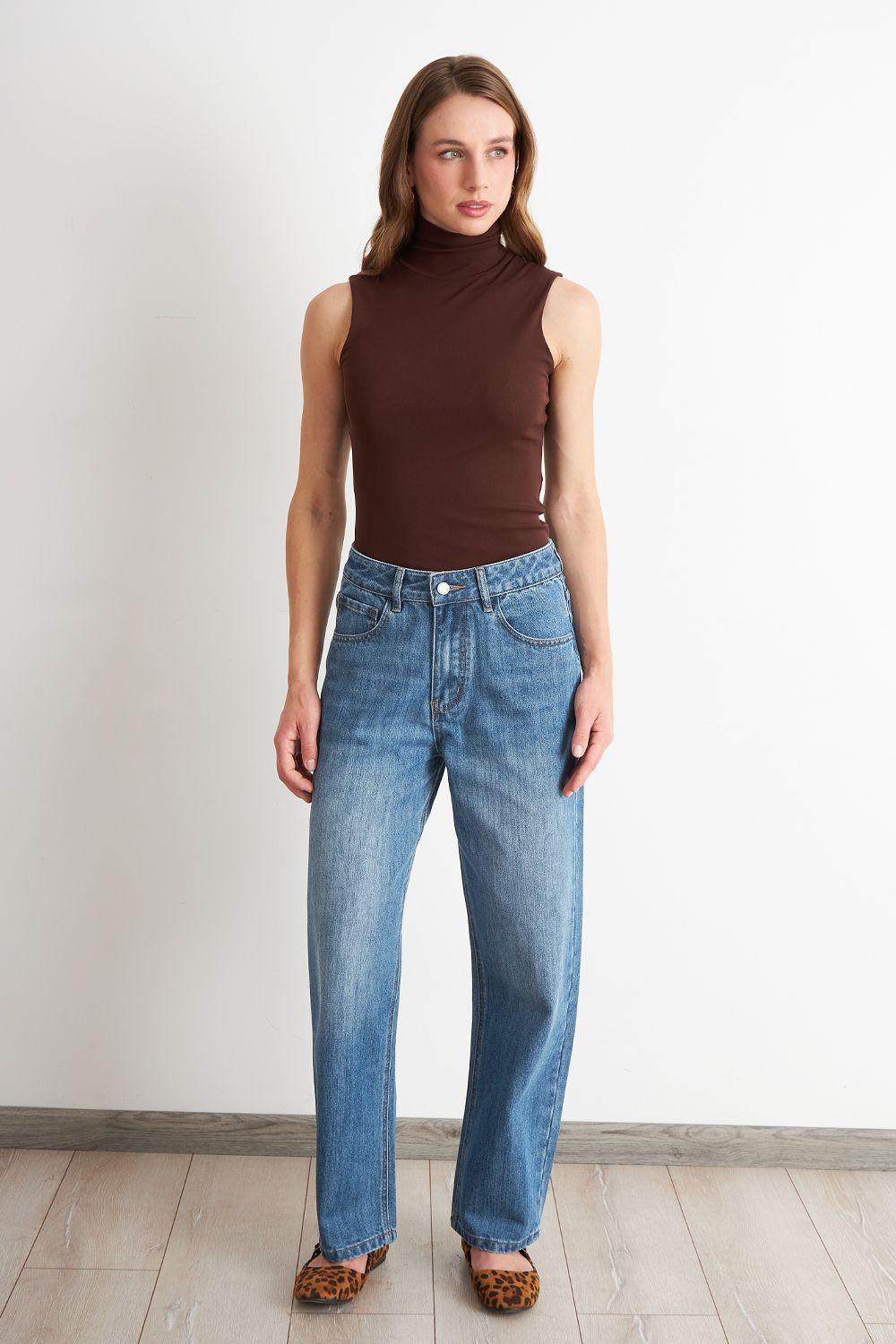 Jeans Pierna Recta Celeste Nicopoly-1