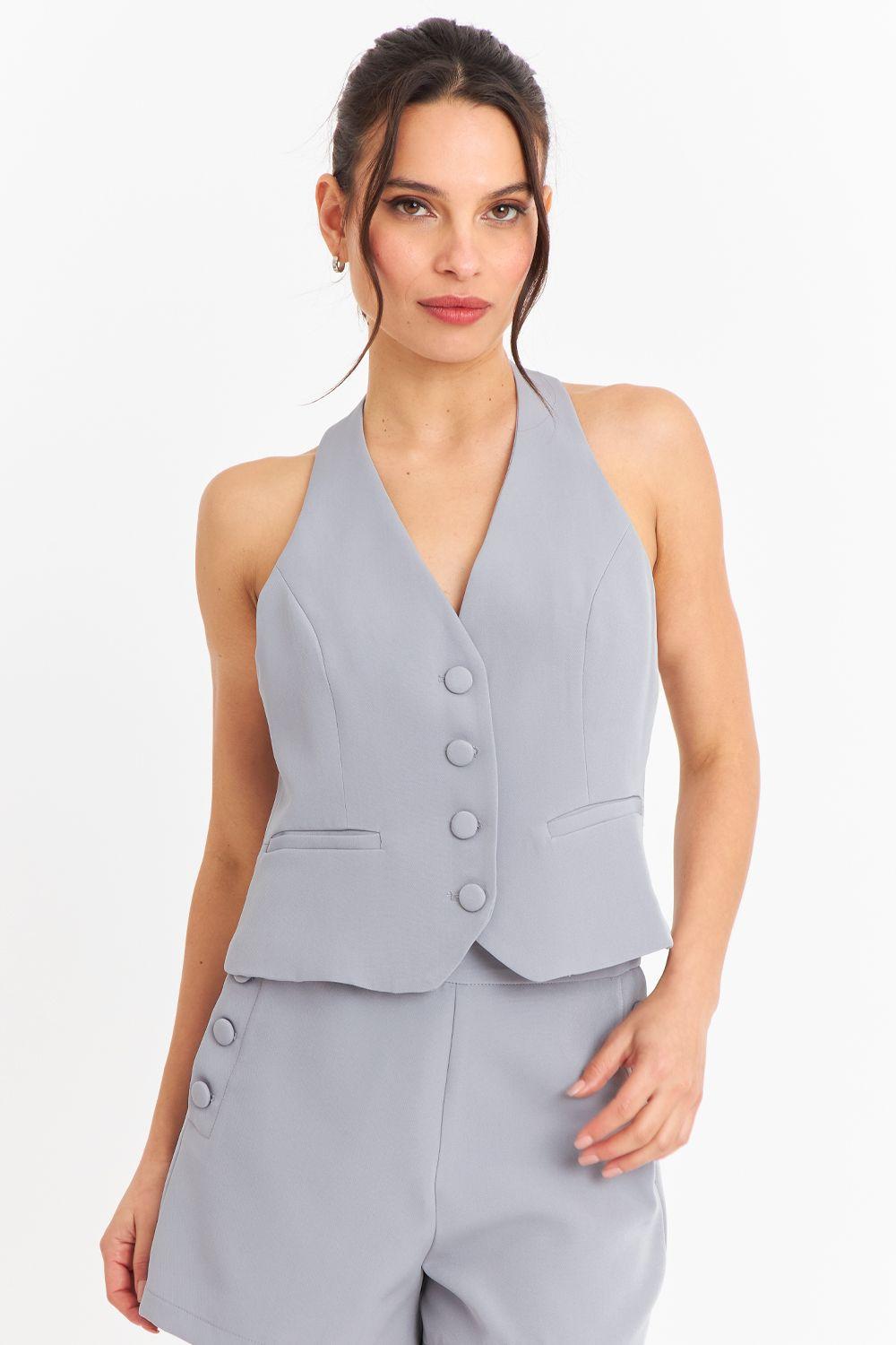 Gilet Halter Espalda Descubierta Gris Nicopoly-0