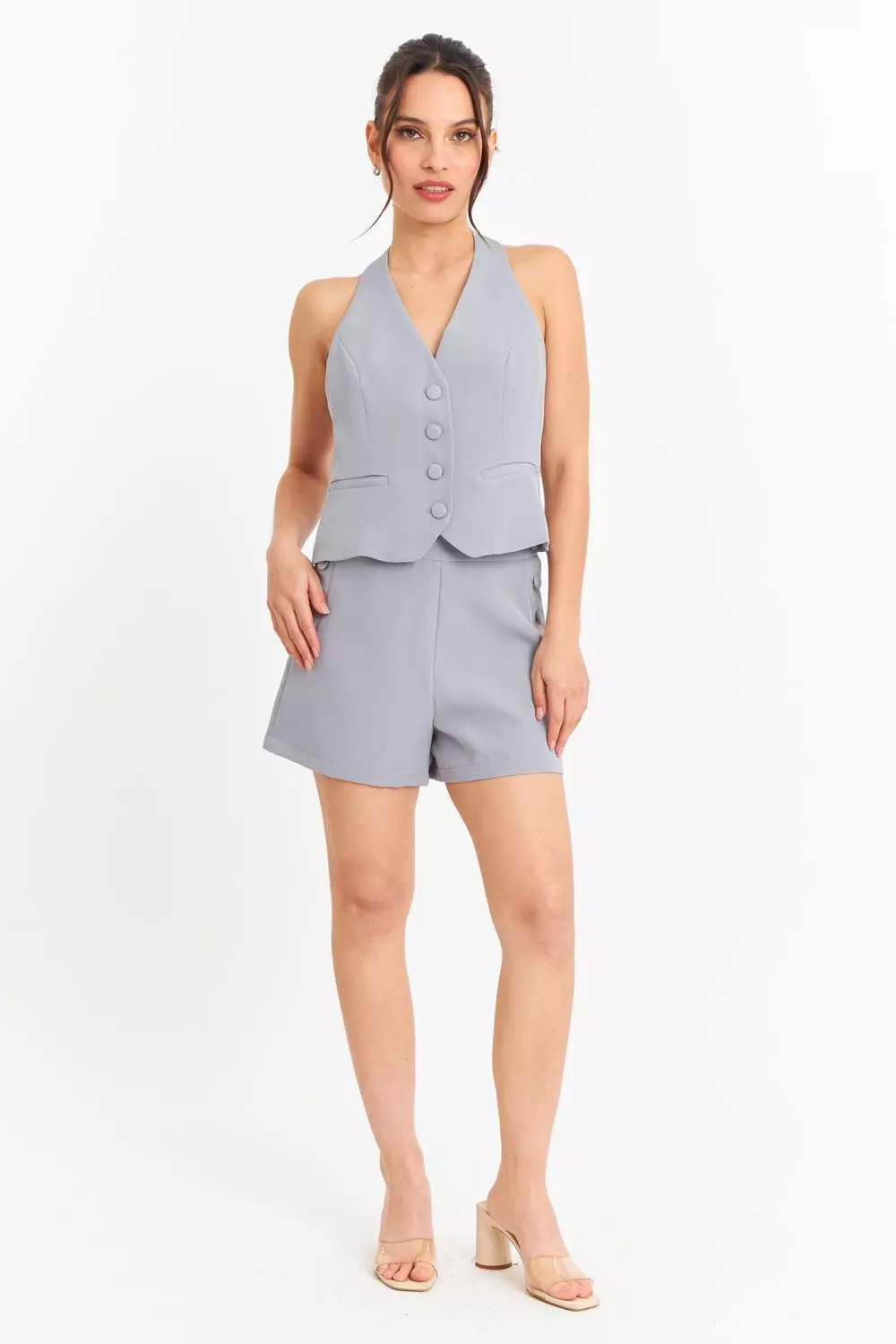 Gilet Halter Espalda Descubierta Gris Nicopoly-1