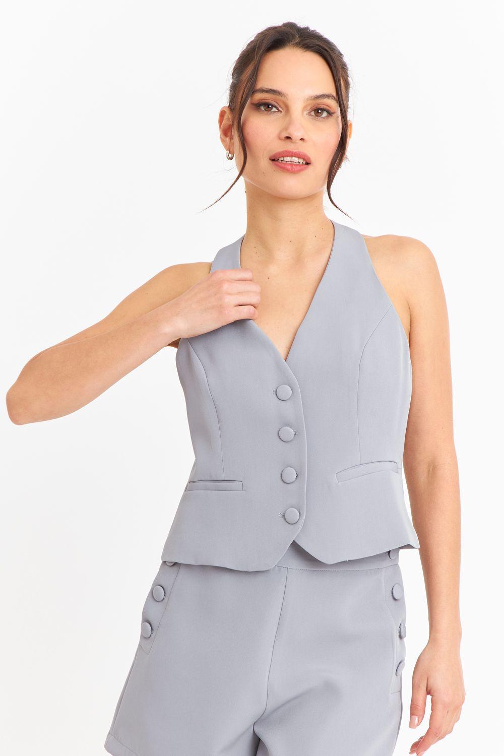Gilet Halter Espalda Descubierta Gris Nicopoly-4