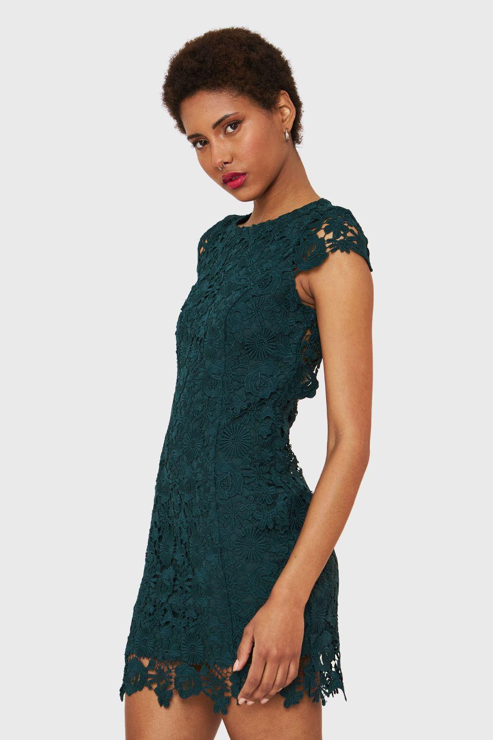 Vestido Calado Floral Verde Oscuro Nicopoly-2