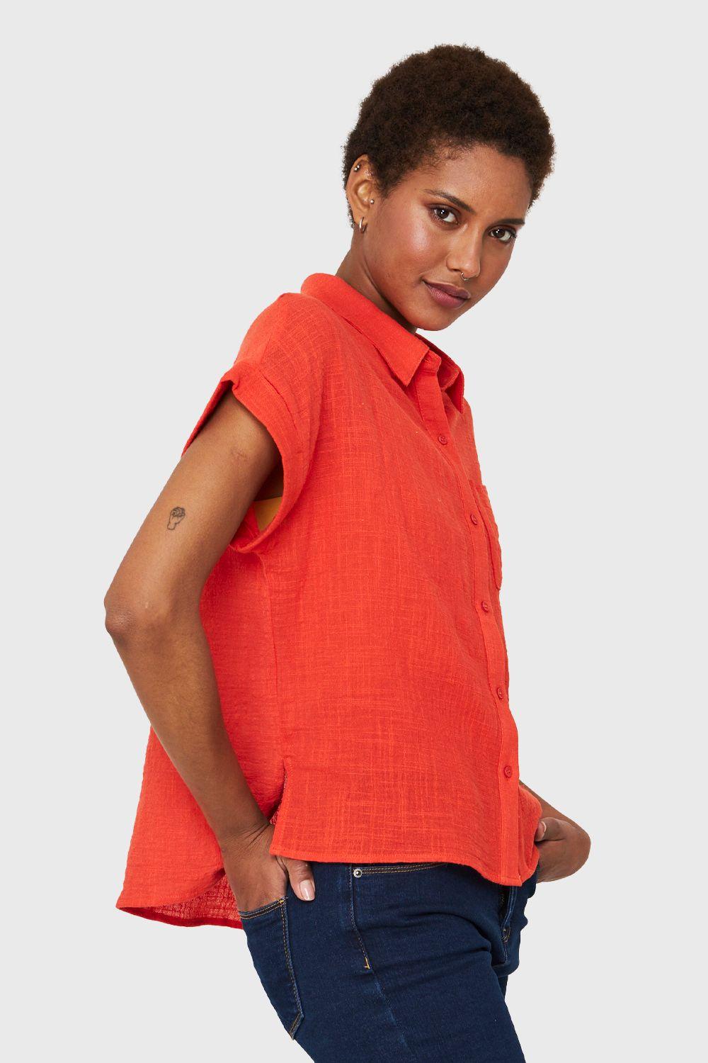 Camisa Bolsillo Manga Corta Rojo Nicopoly-2