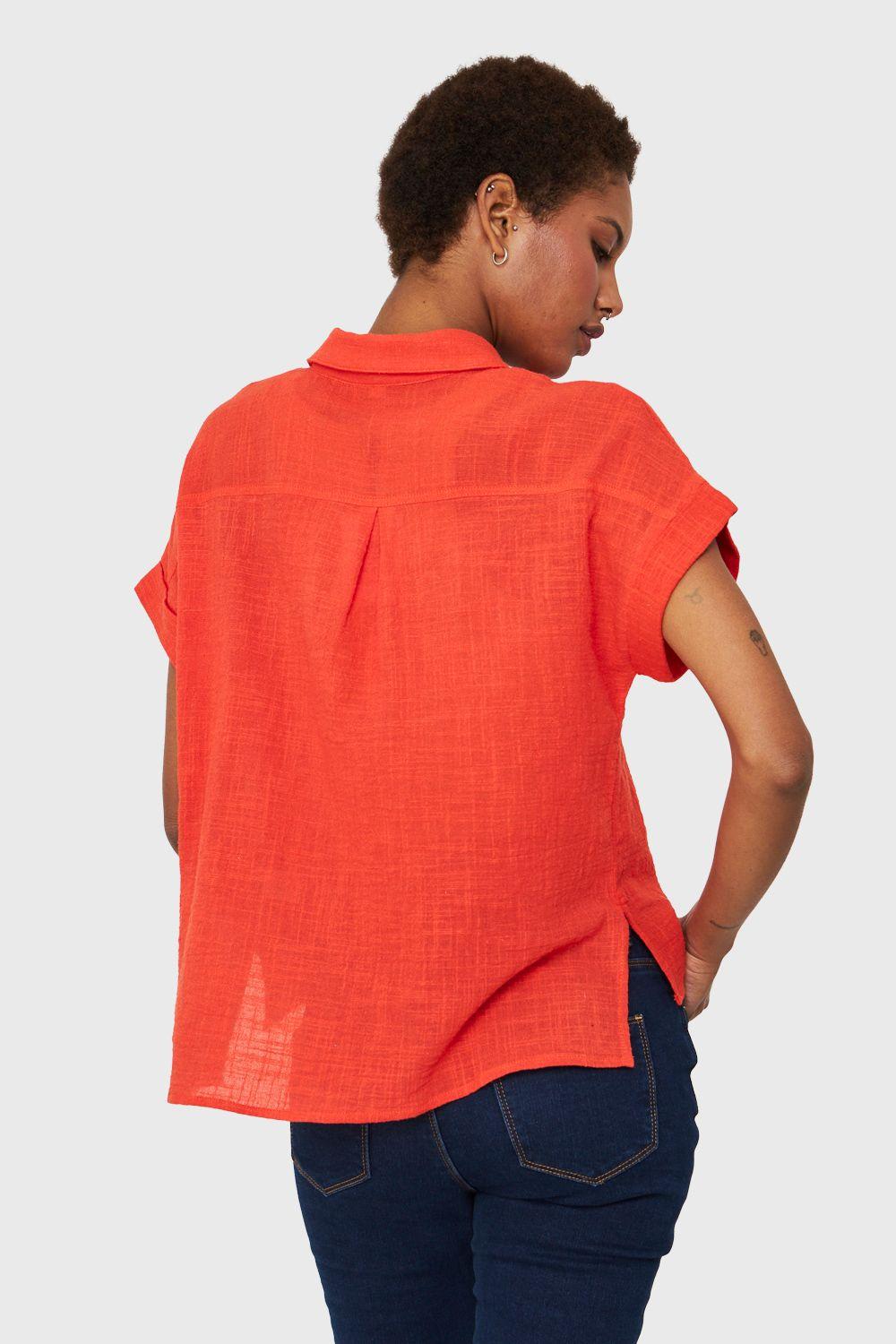 Camisa Bolsillo Manga Corta Rojo Nicopoly-3