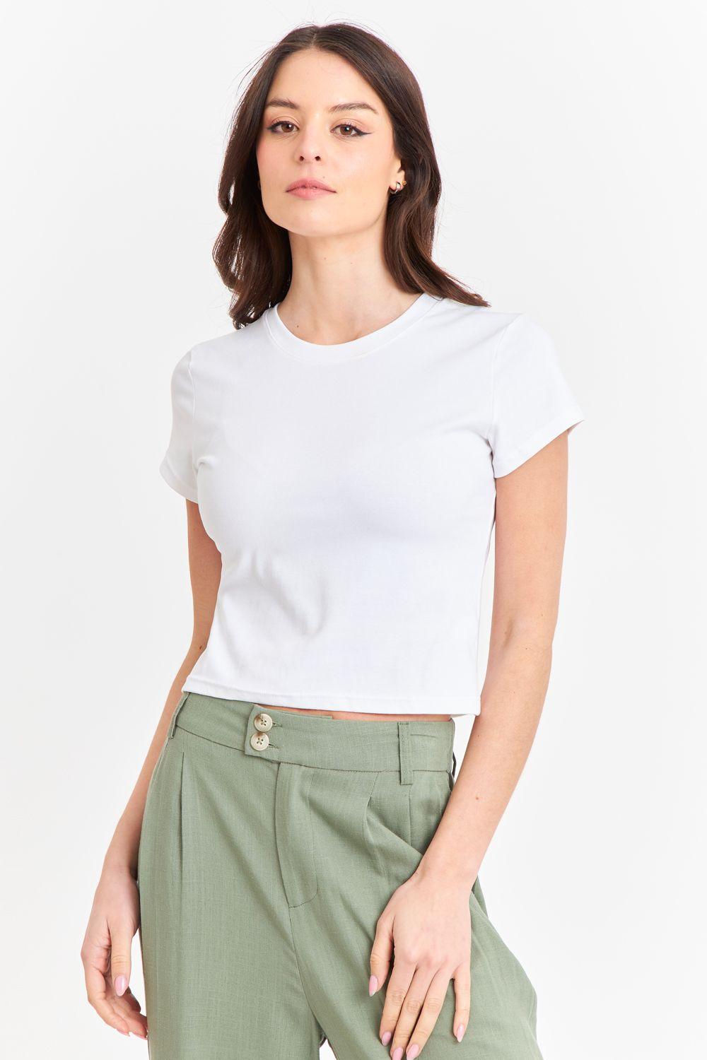 Polera Manga Corta Básica Blanco Nicopoly-0