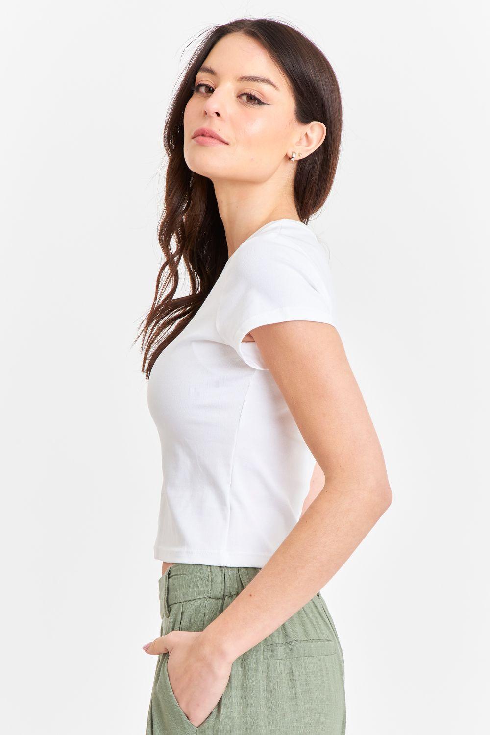 Polera Manga Corta Básica Blanco Nicopoly-2