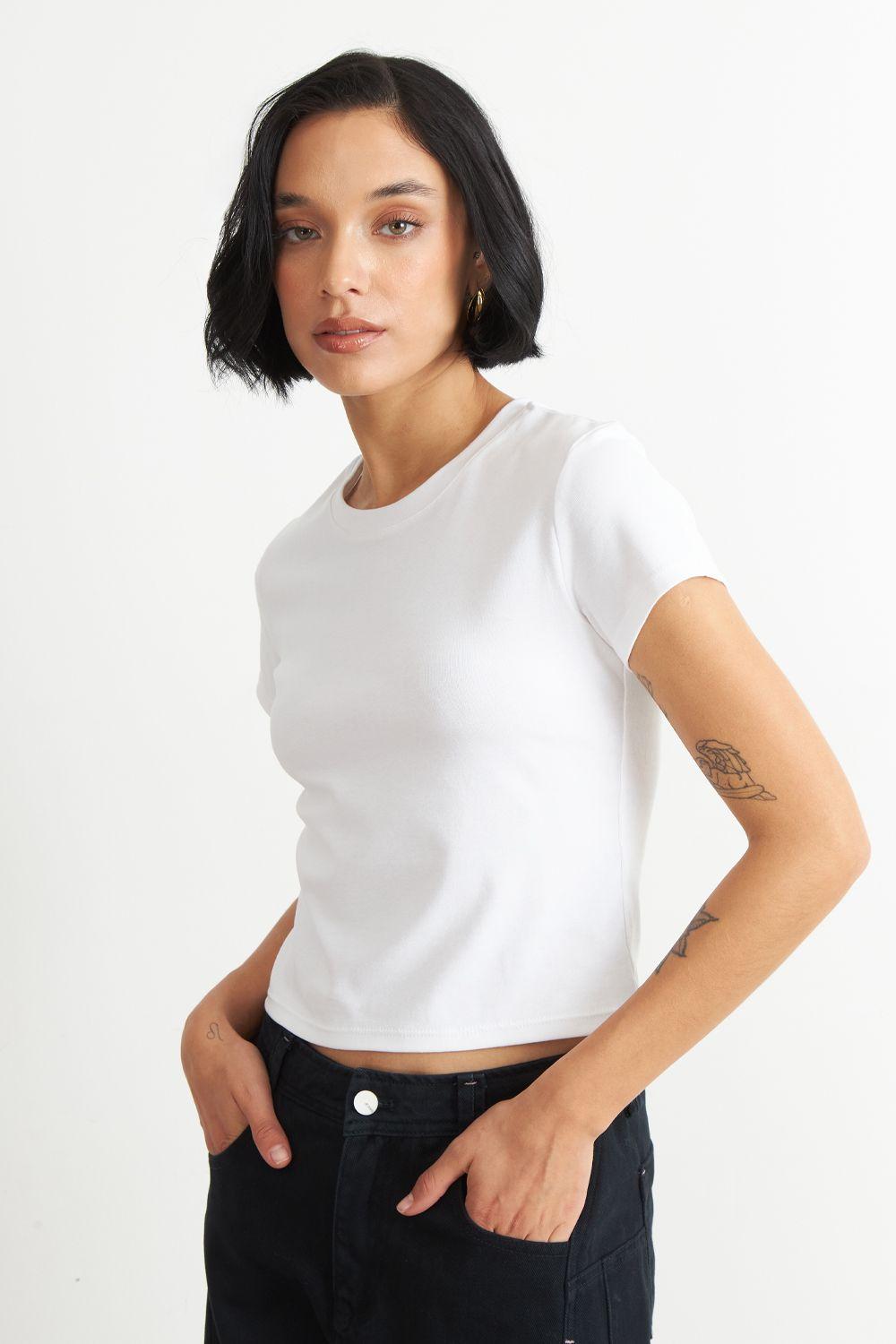 Polera Manga Corta Básica Blanco Nicopoly-2