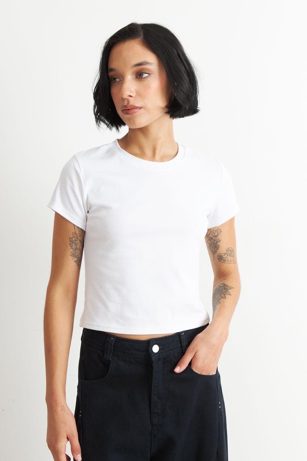 Polera Manga Corta Básica Blanco Nicopoly-4