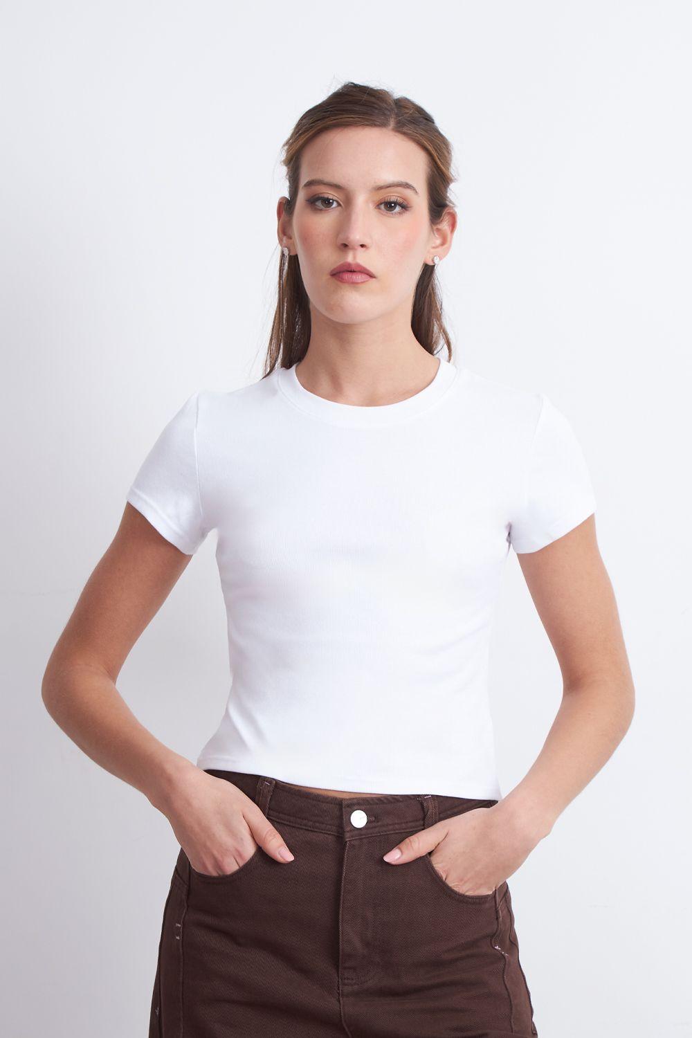 Polera Manga Corta Básica Blanco Nicopoly-0