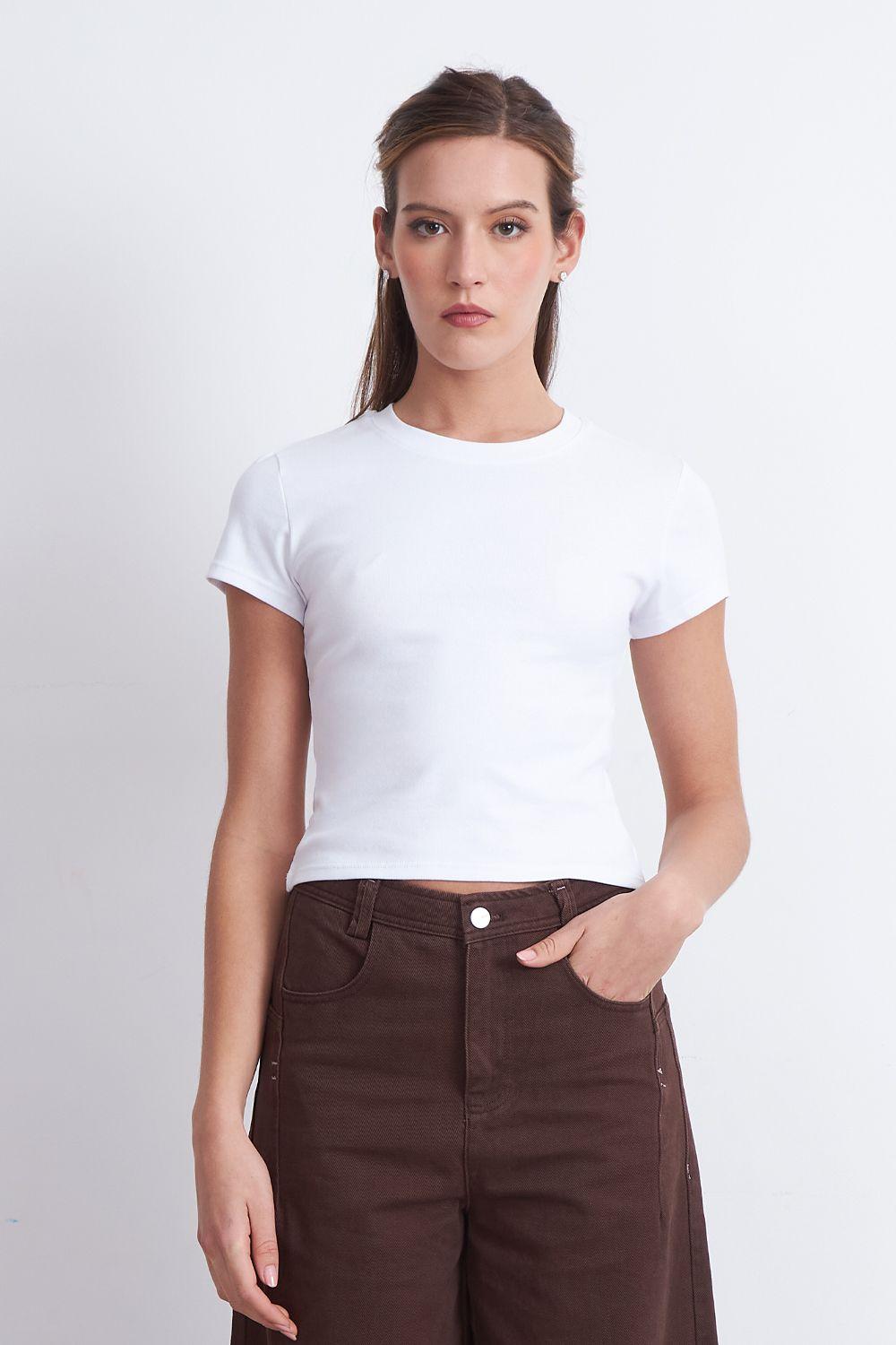 Polera Manga Corta Básica Blanco Nicopoly-5
