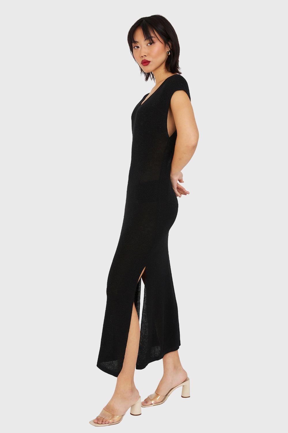 Vestido Holgado Con Brillos Negro Nicopoly-2