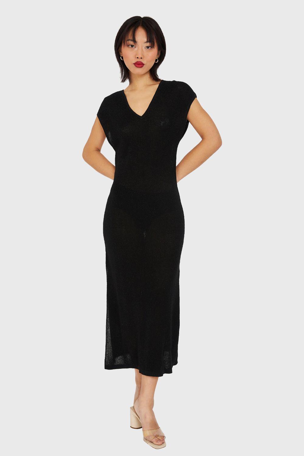 Vestido Holgado Con Brillos Negro Nicopoly-4