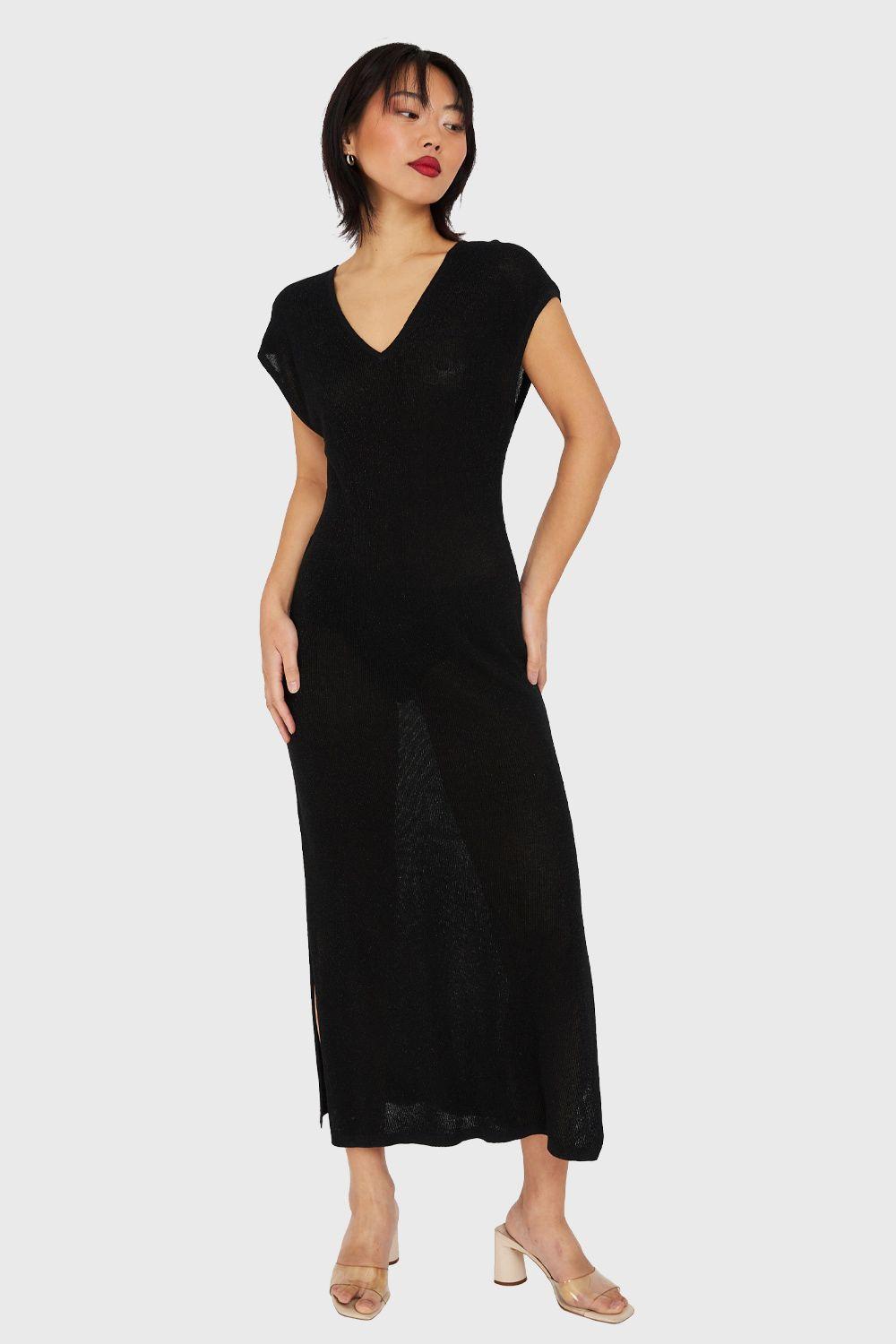 Vestido Holgado Con Brillos Negro Nicopoly-0