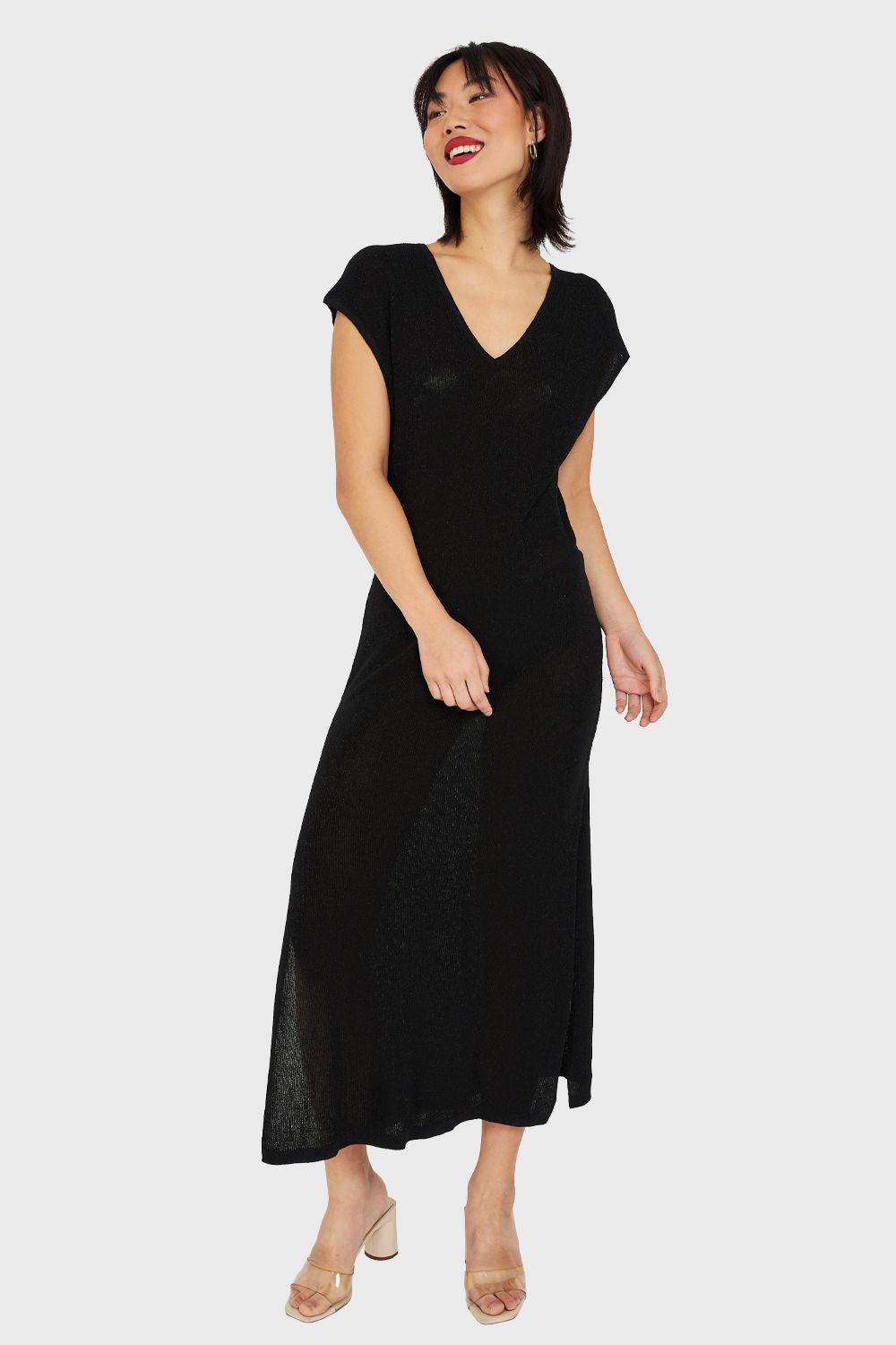 Vestido Holgado Con Brillos Negro Nicopoly-1