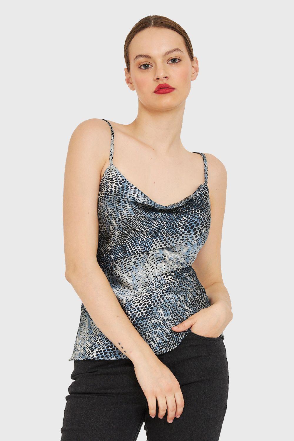Top Print Snake Azul Nicopoly-0