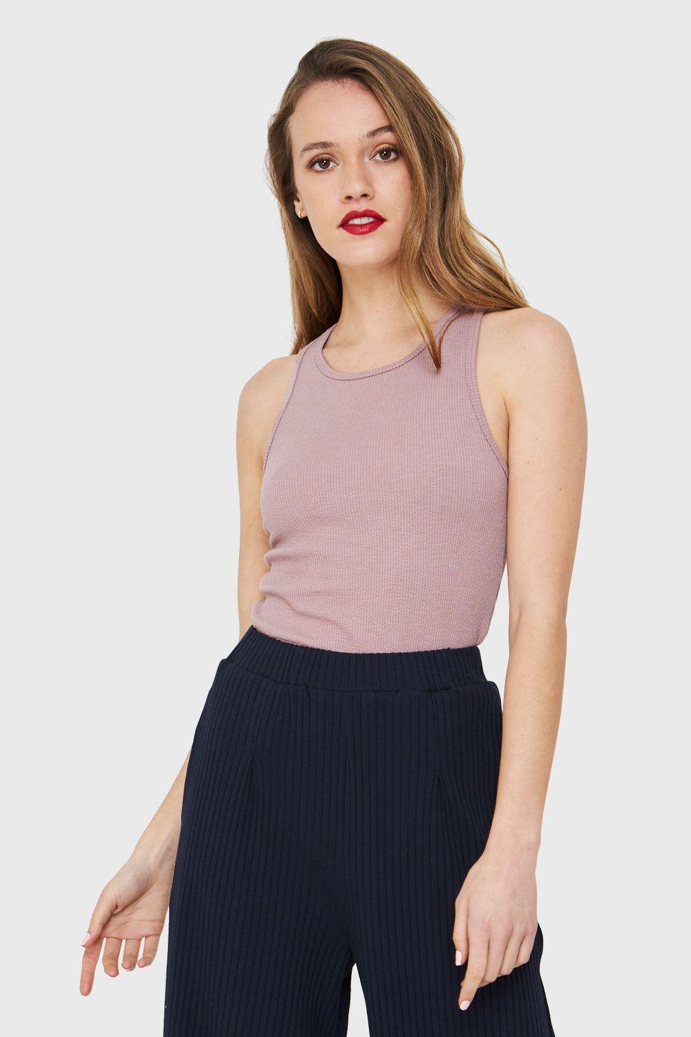 Crop Top Elasticado Rosa Nicopoly-0