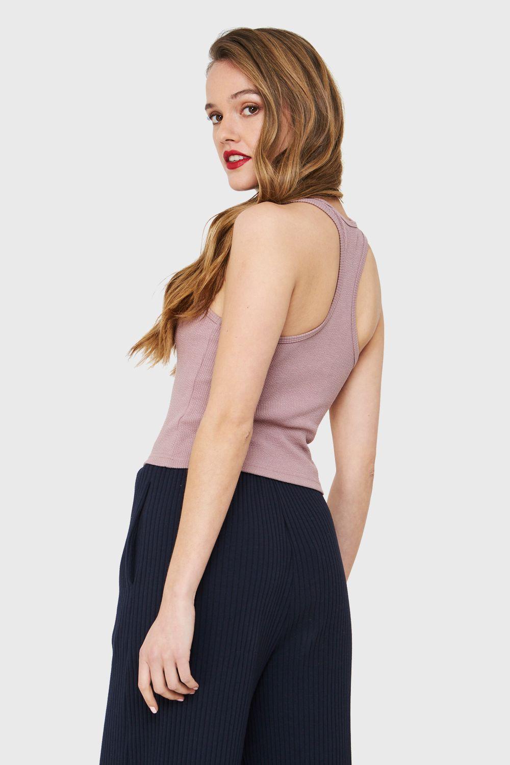 Crop Top Elasticado Rosa Nicopoly-3