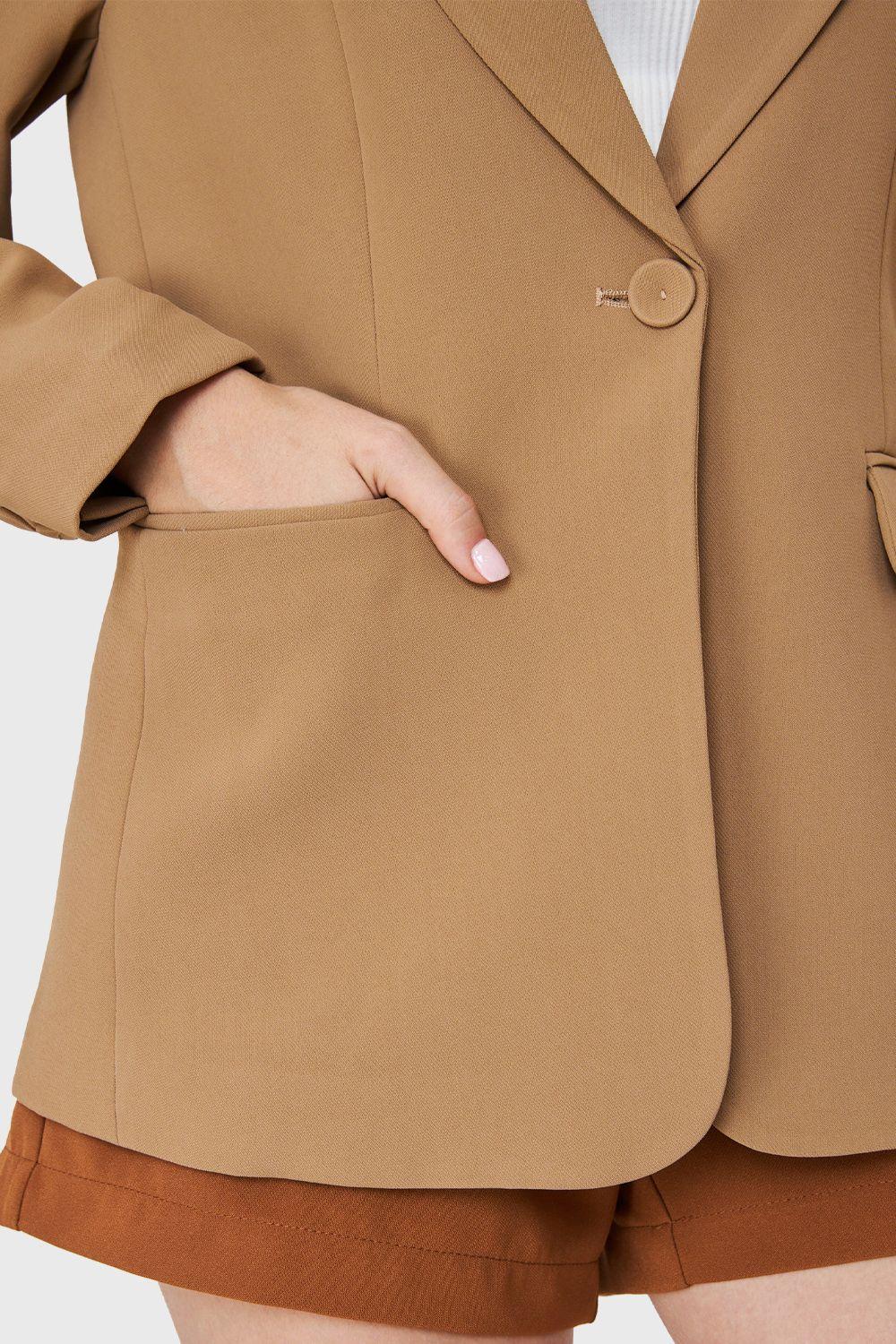 Blazer Bolsillos Con Solapas Khaki Nicopoly-5