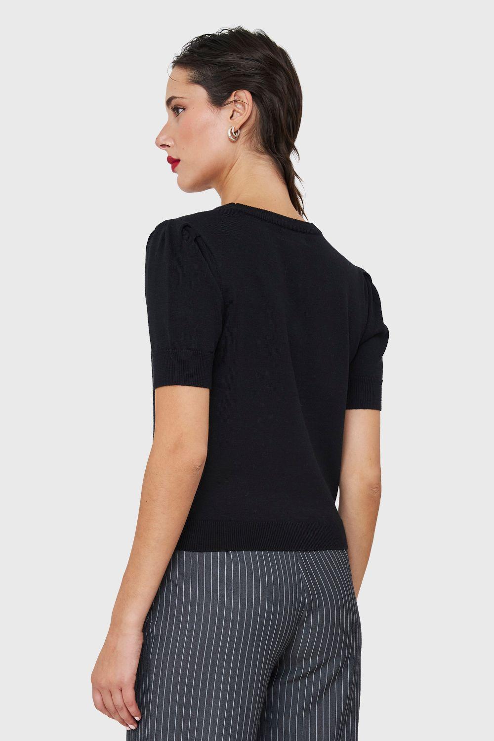 Sweater Tipo Hilo Manga Princesa Negro Nicopoly-3