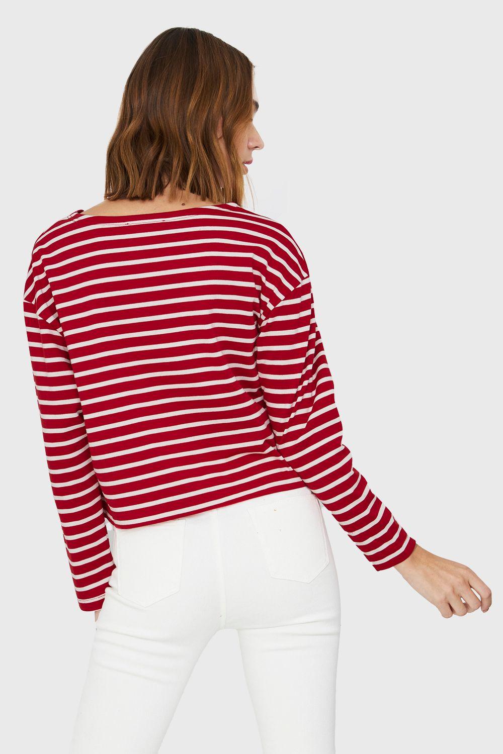 Polera Rayas Marinera Rojo/Blanco Nicopoly-3