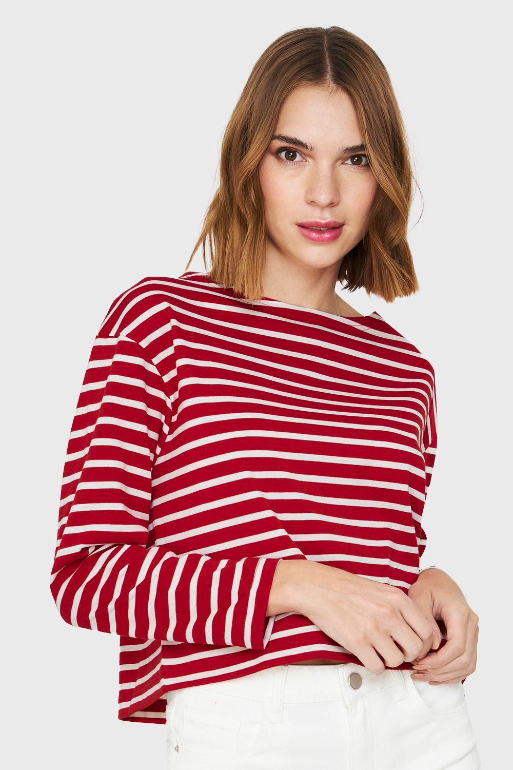 Polera Rayas Marinera Rojo/Blanco Nicopoly-0