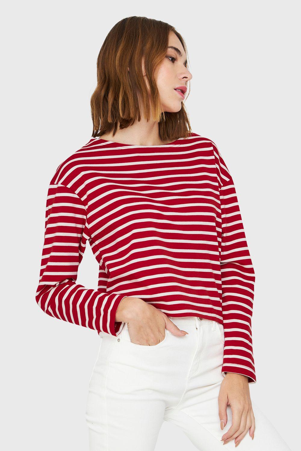 Polera Rayas Marinera Rojo/Blanco Nicopoly-2
