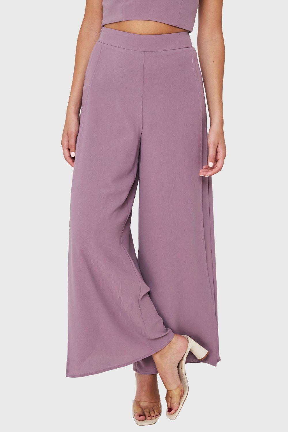 Pantalón Palazzo Tajos Lila Nicopoly-0