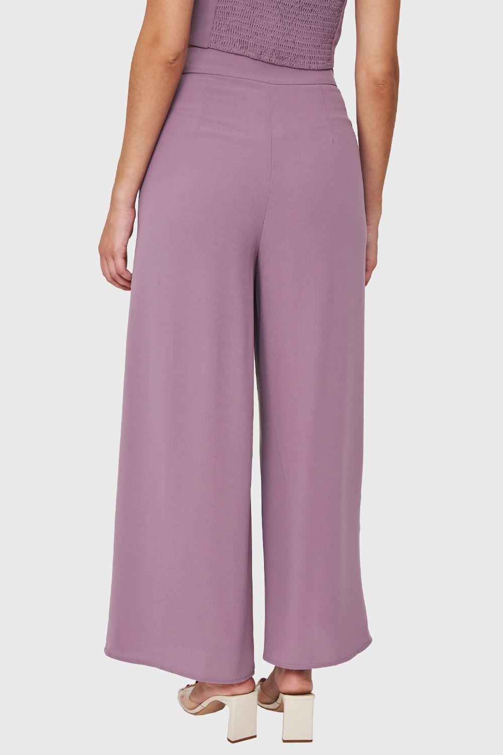 Pantalón Palazzo Tajos Lila Nicopoly-3