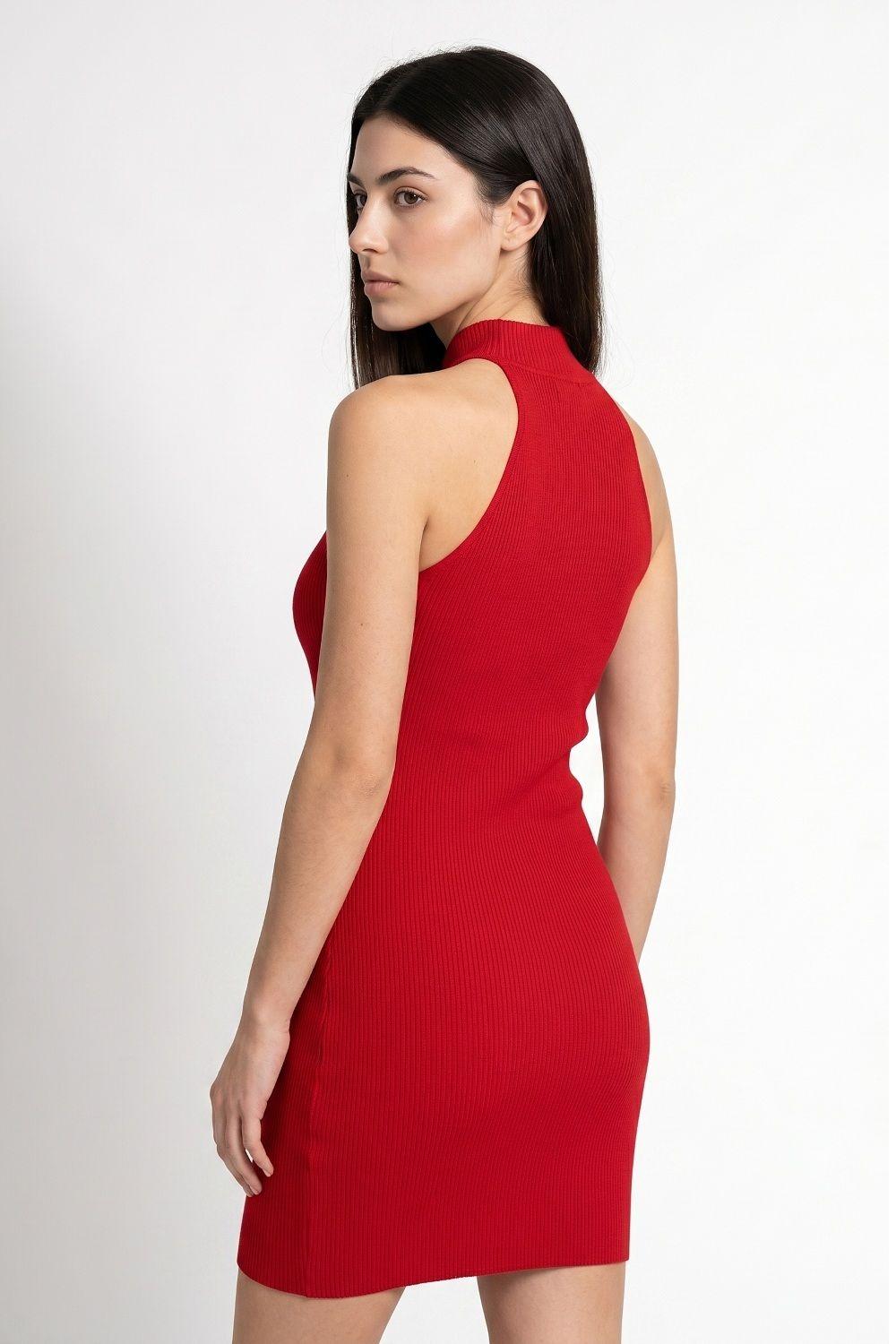Vestido Tubo Con Strass Rojo Nicopoly-3