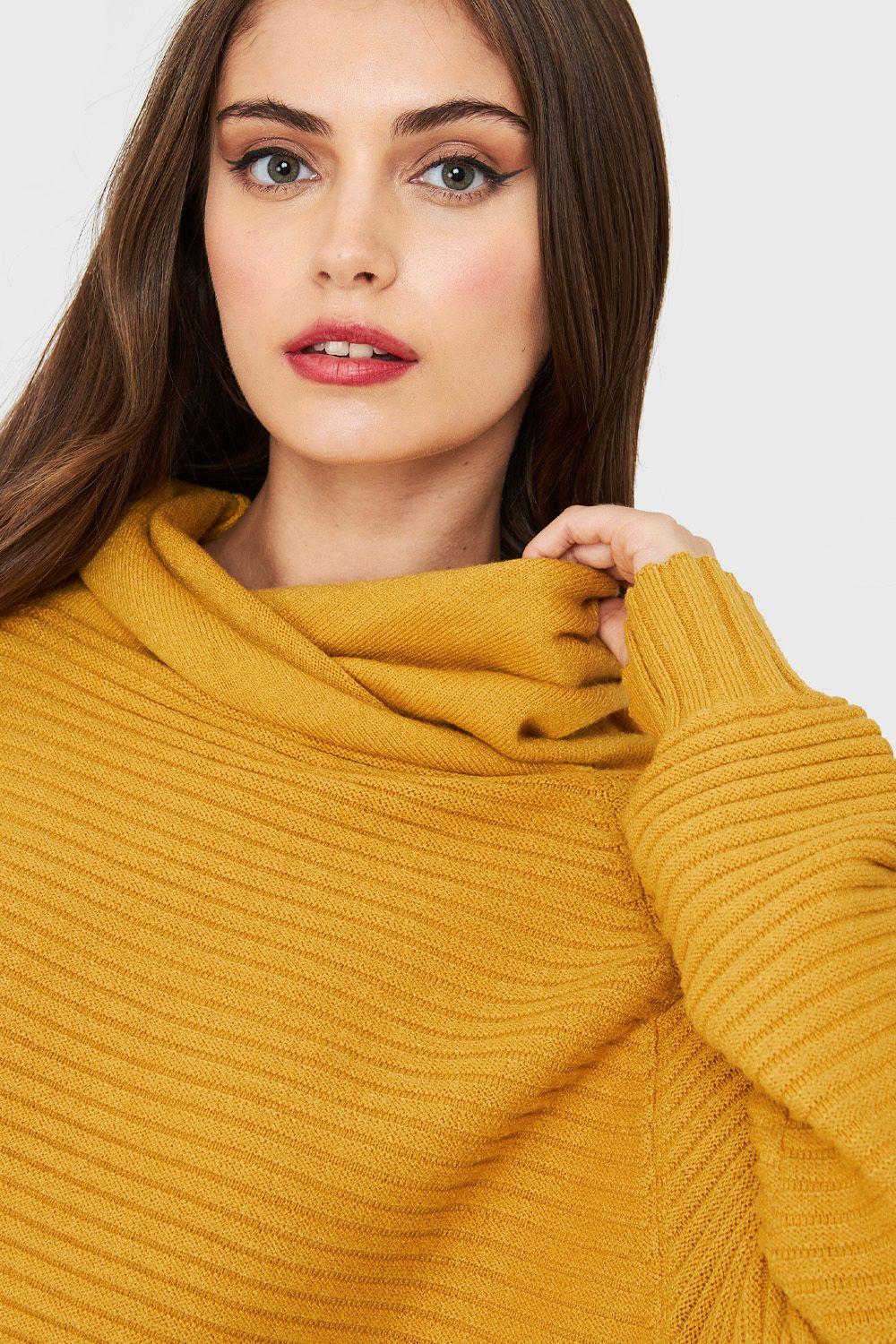 Sweater Cuello Tortuga Acanalado Mostaza Nicopoly-5