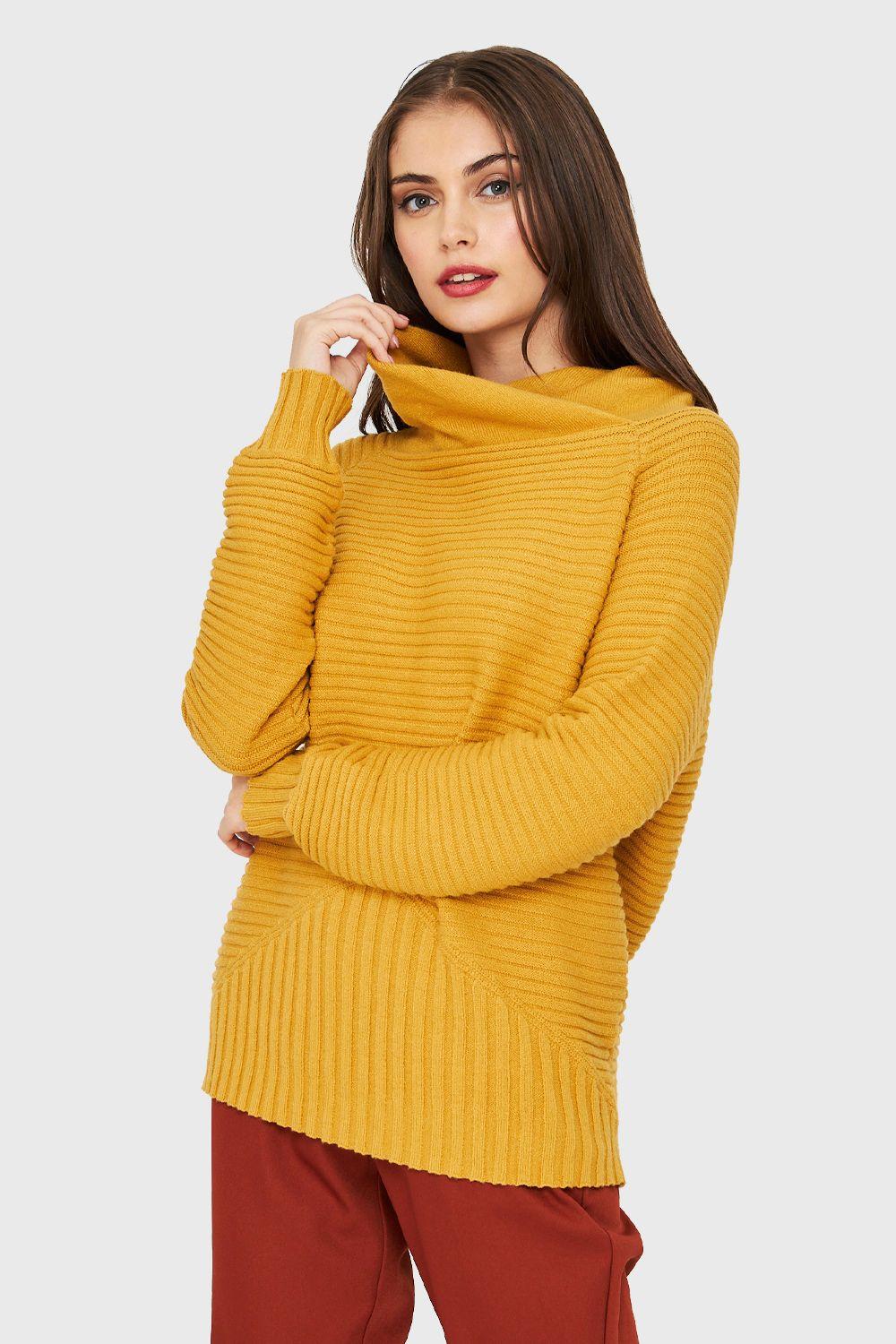 Sweater Cuello Tortuga Acanalado Mostaza Nicopoly-2