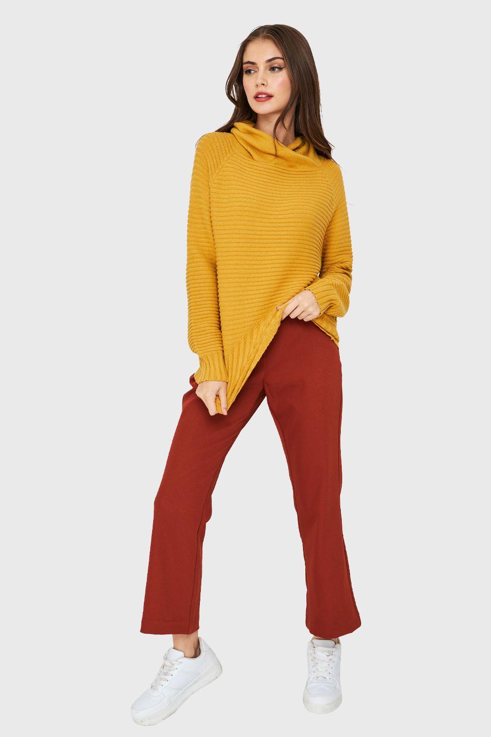 Sweater Cuello Tortuga Acanalado Mostaza Nicopoly-1