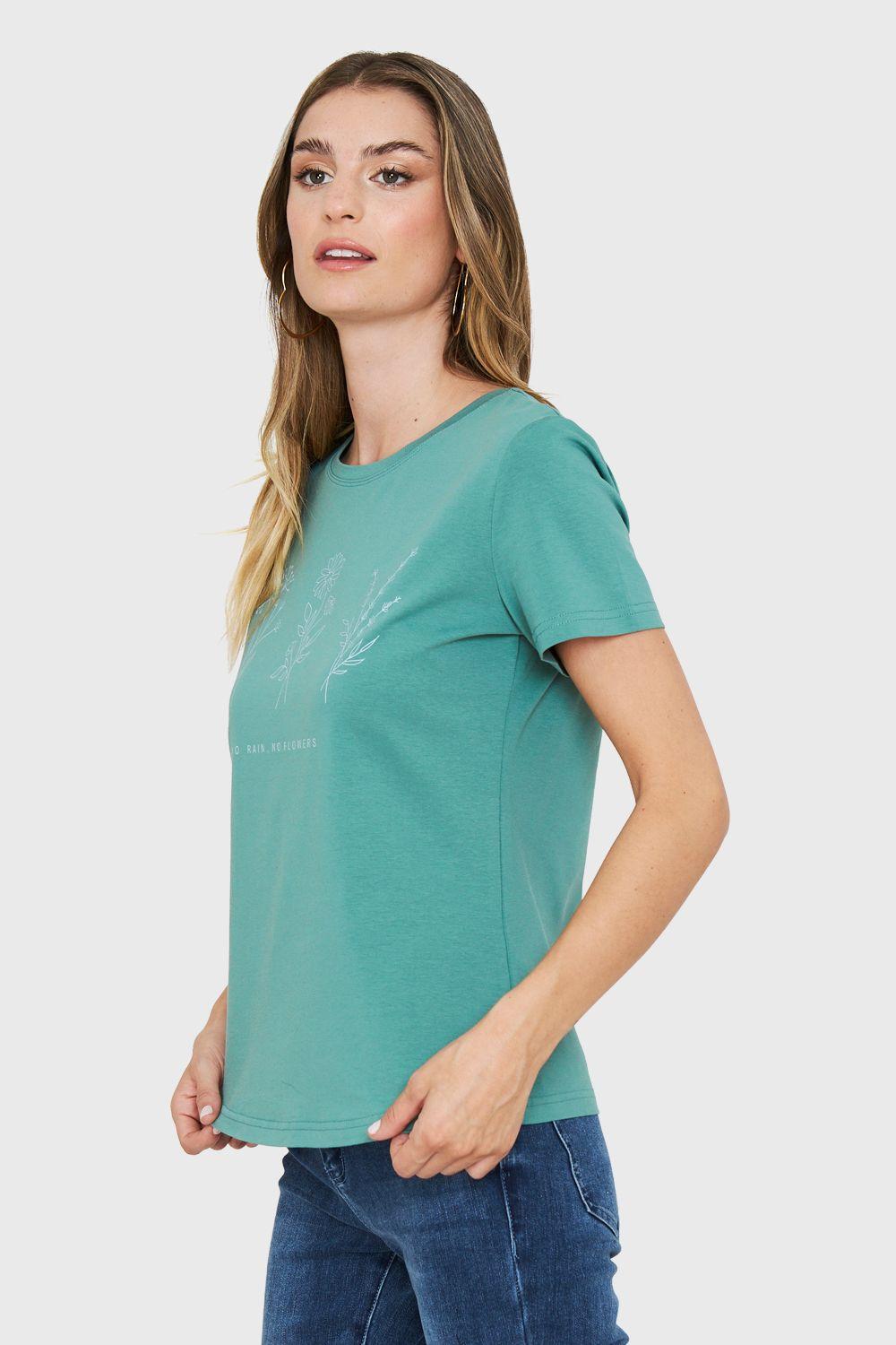 Polera Estampado Flores Campo Verde Nicopoly-2
