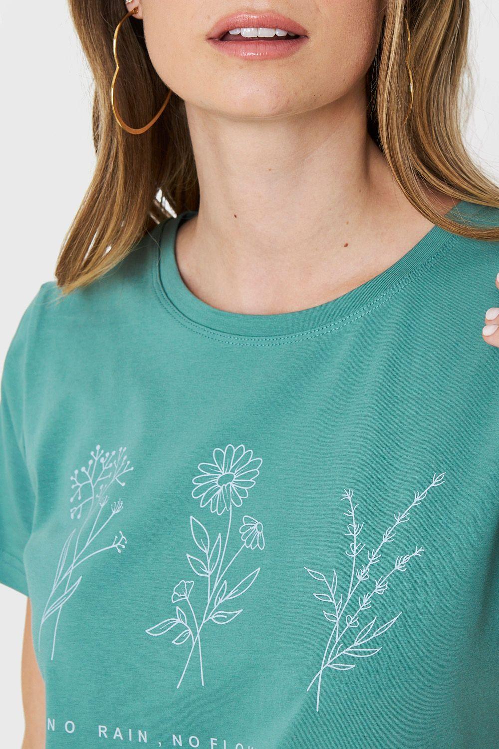 Polera Estampado Flores Campo Verde Nicopoly-5