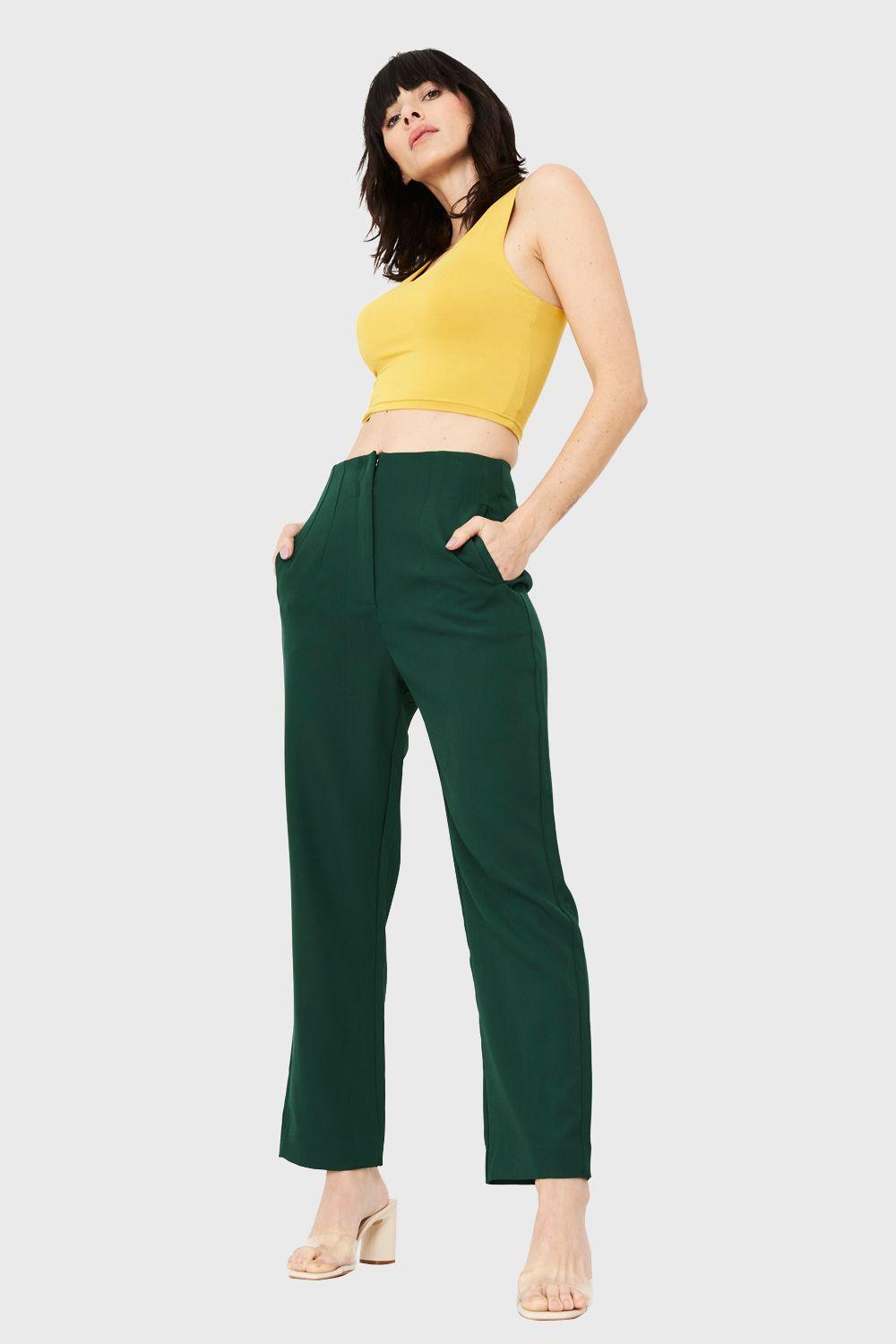 Pantalón Pinzas Verde Nicopoly-1