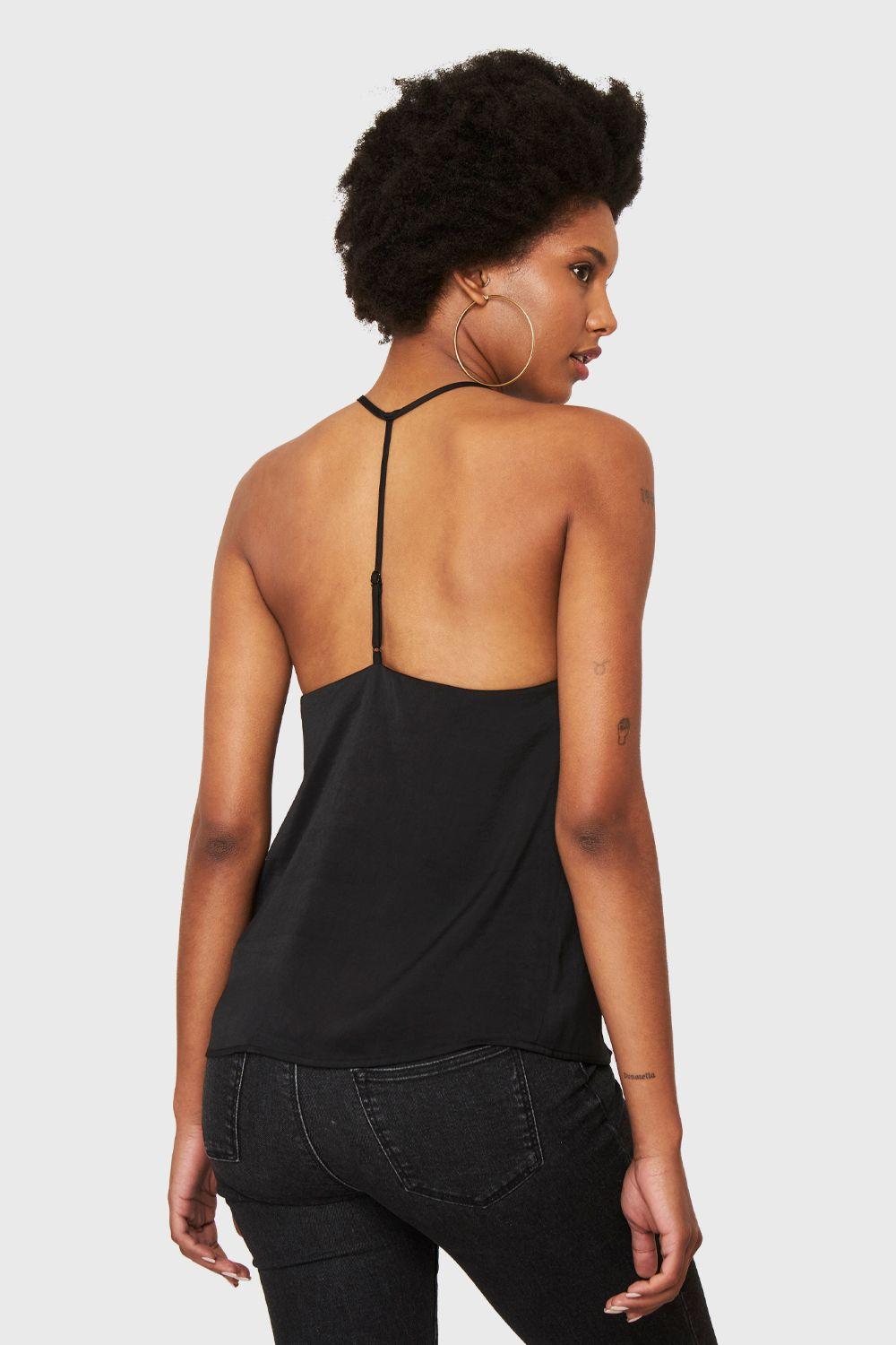 Blusa Básica Tipo Satín Negro Nicopoly-1