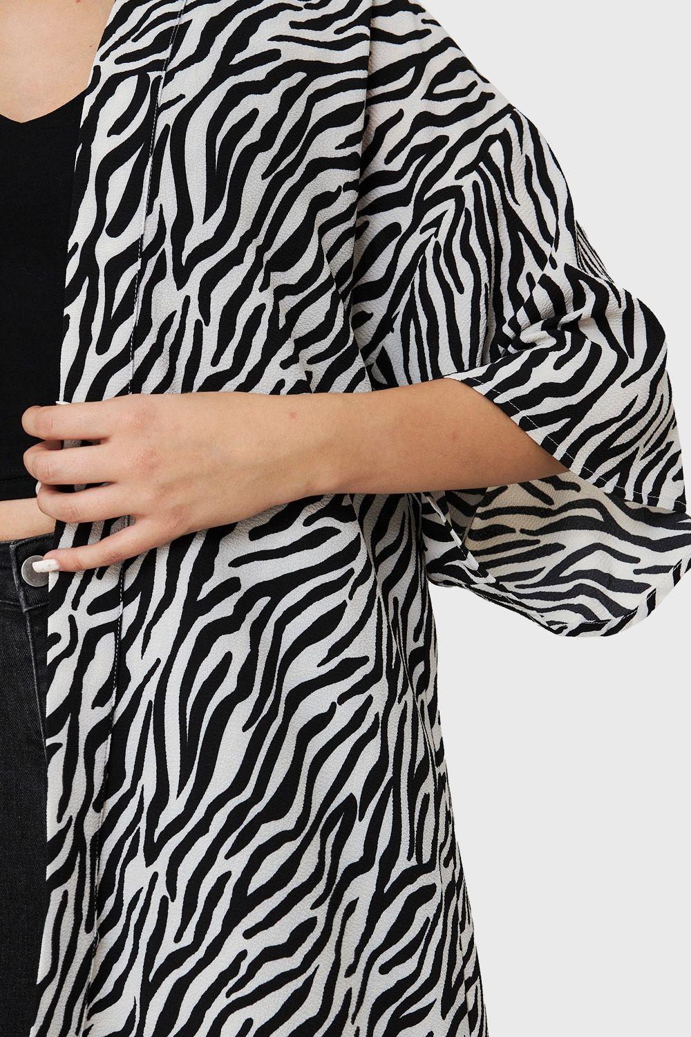 Kimono Animal Print Cebra Blanco Nicopoly-5