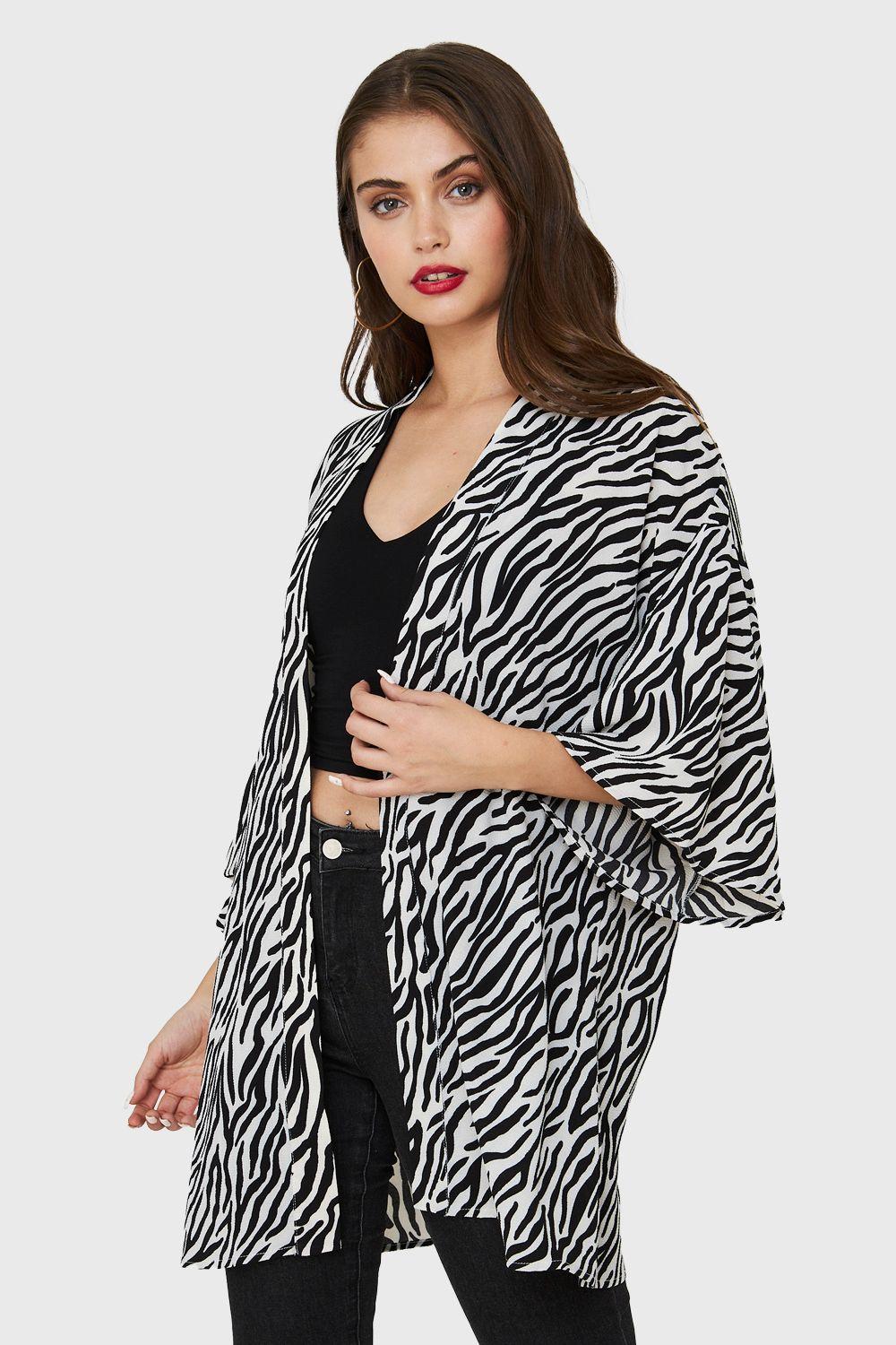 Kimono Animal Print Cebra Blanco Nicopoly-0