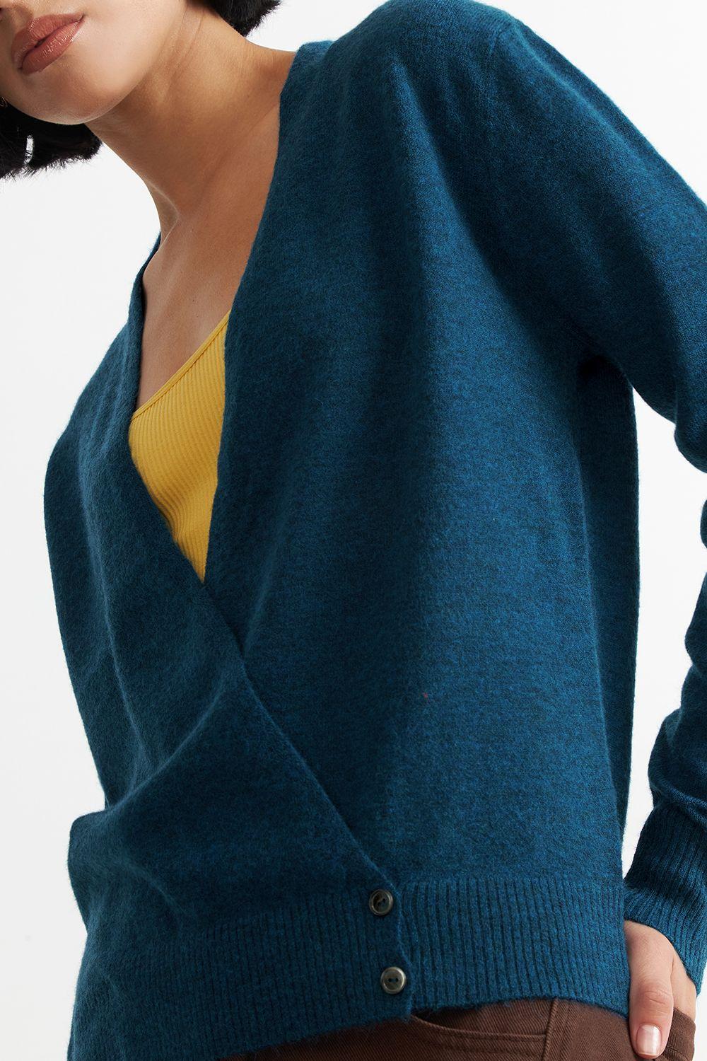 Sweater Cruzado con Botones Azul Nicopoly-5