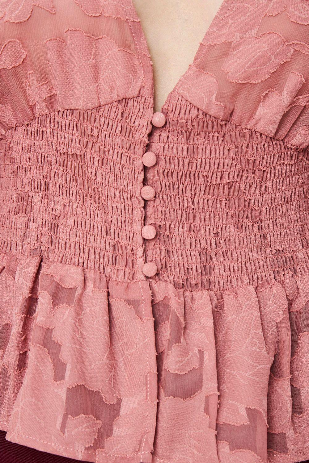 Blusa Transparente Flores Rosa Nicopoly-5
