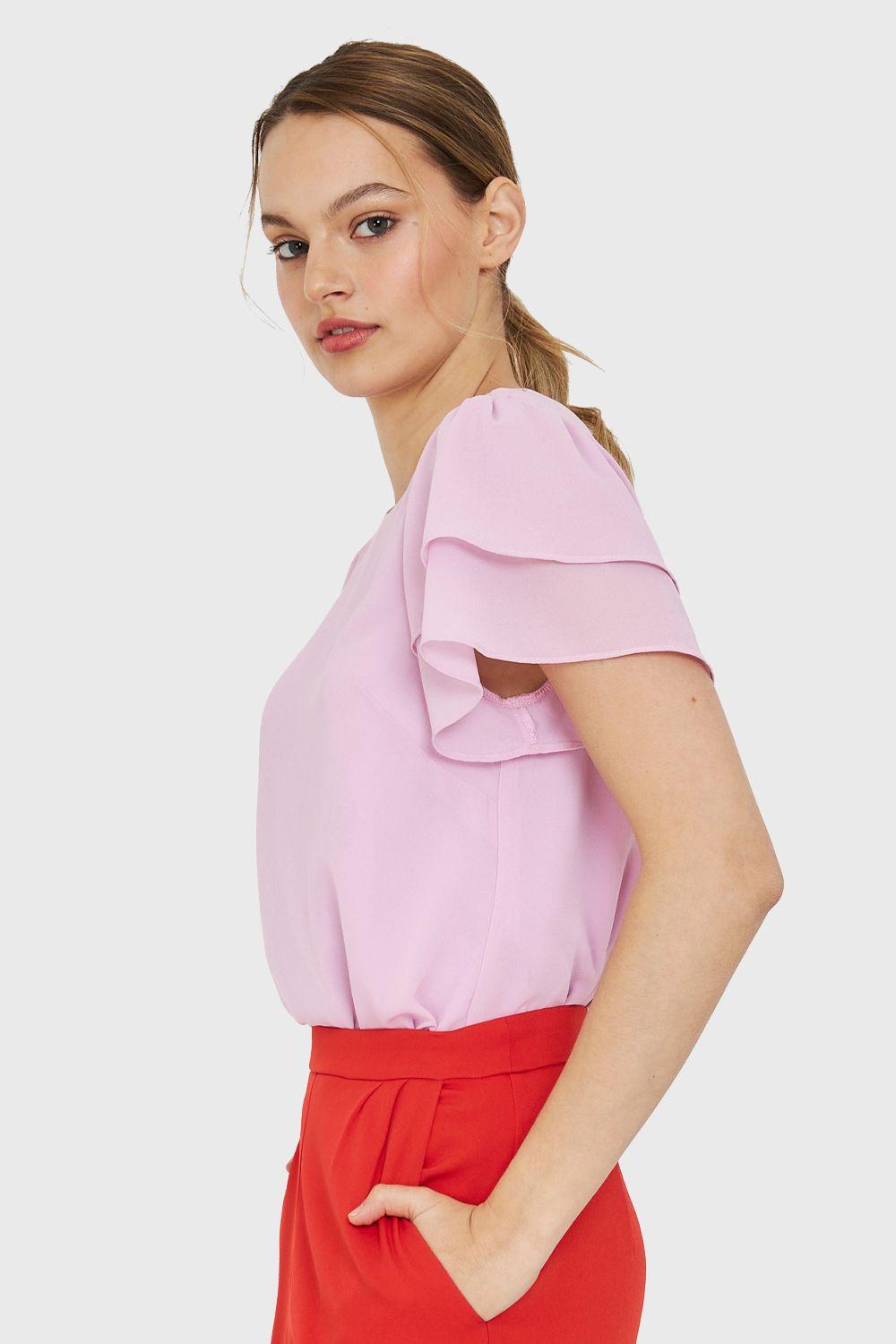 Blusa Mangas Vuelos Rosado Nicopoly-2