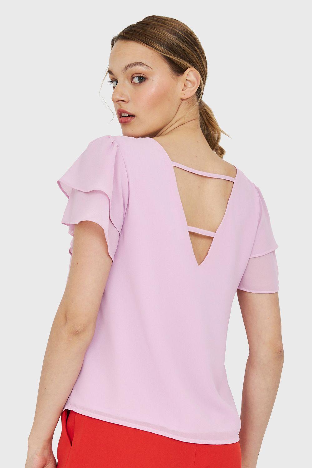 Blusa Mangas Vuelos Rosado Nicopoly-3